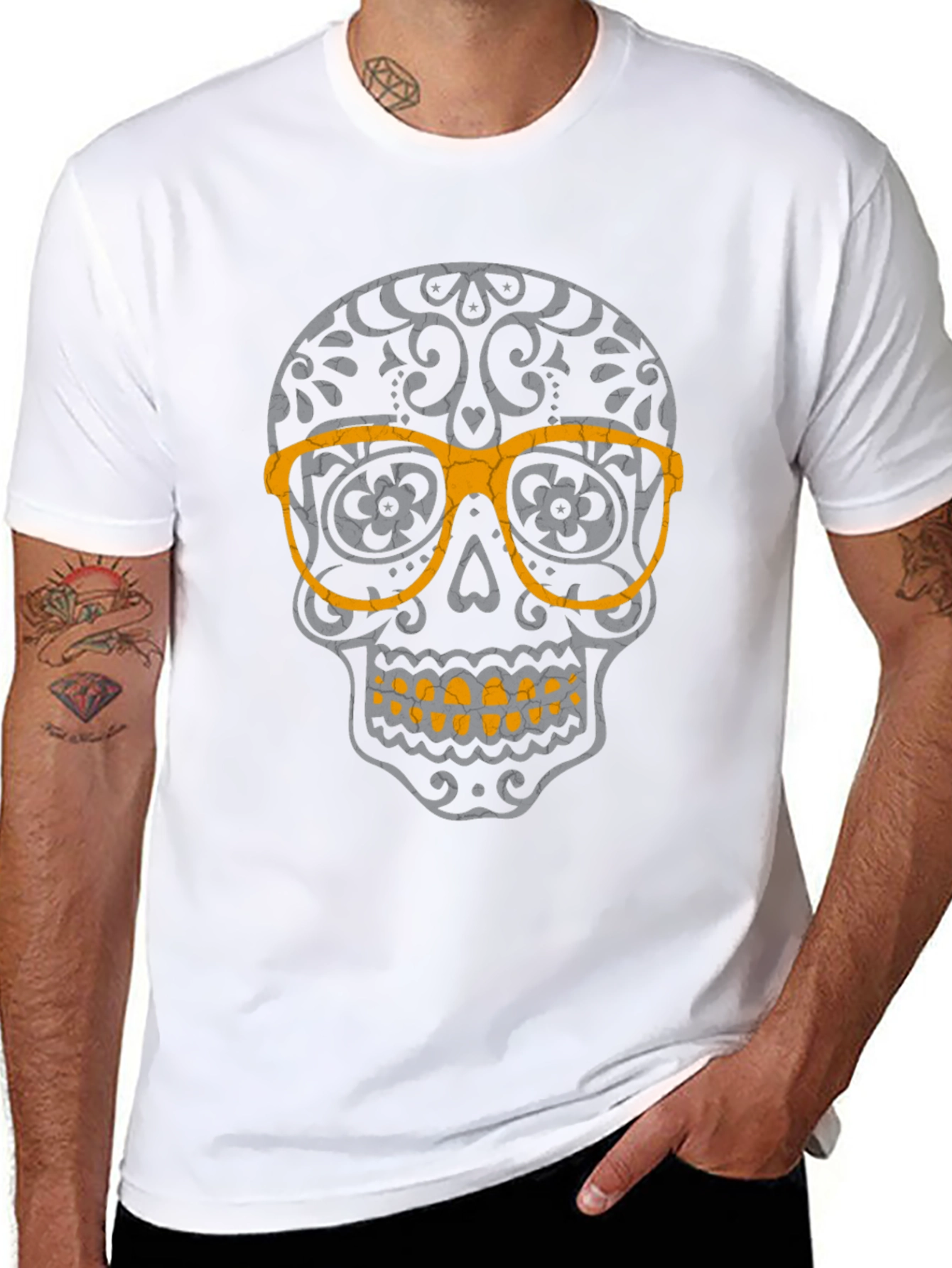 Skull with Glasses Graphic T-Shirt