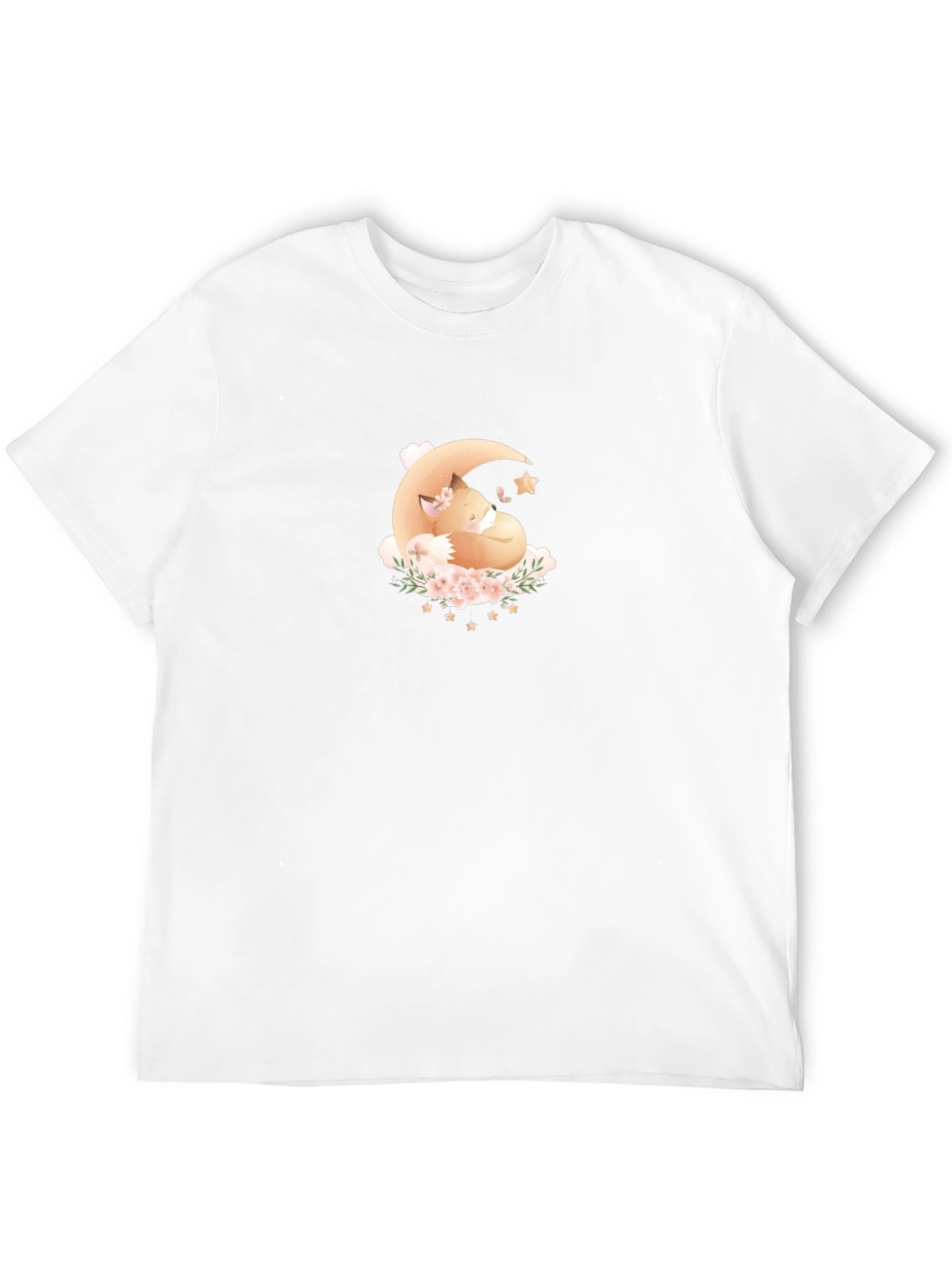 Dreamy Fox Moon Graphic Black T-Shirt
