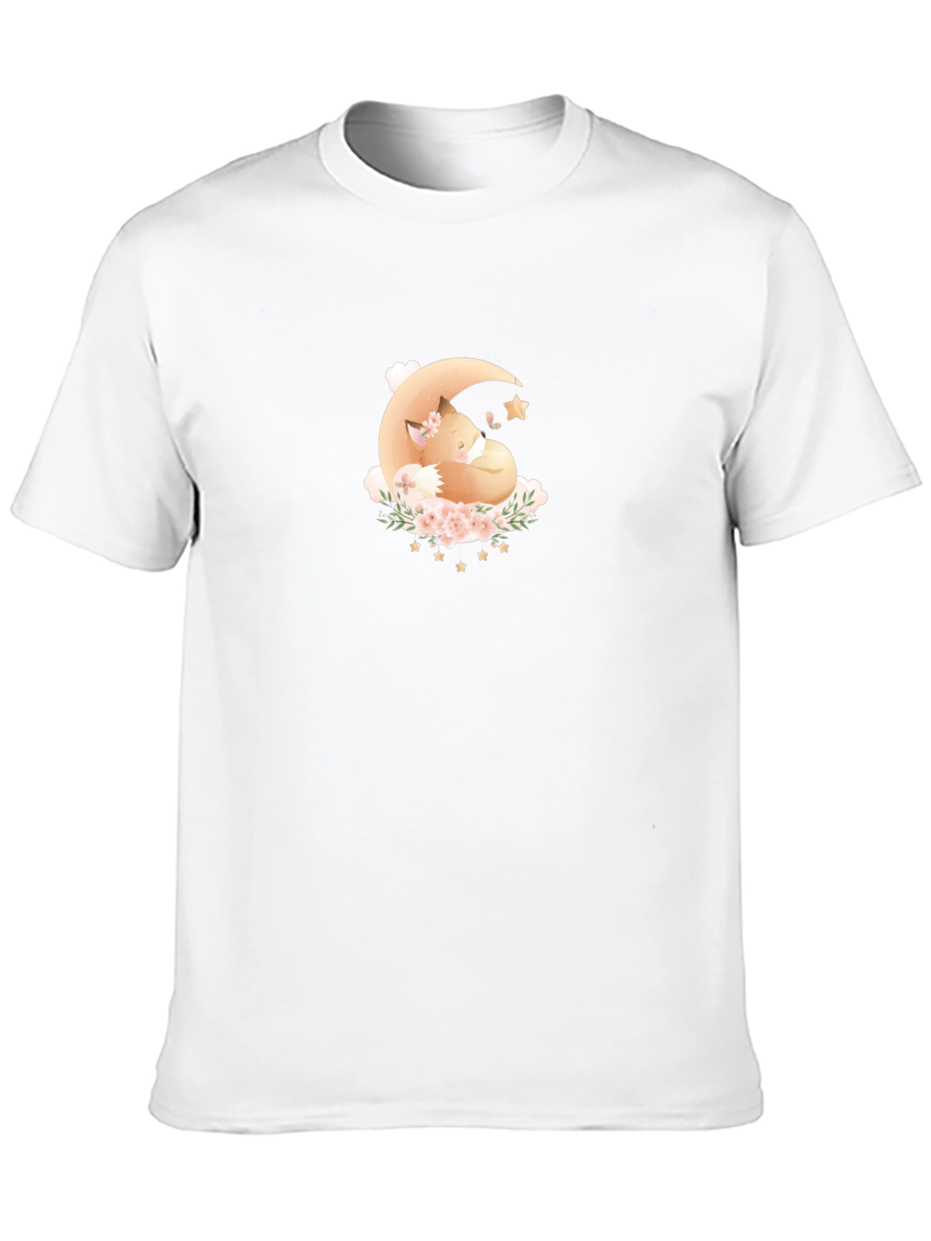 Dreamy Fox Moon Graphic Black T-Shirt