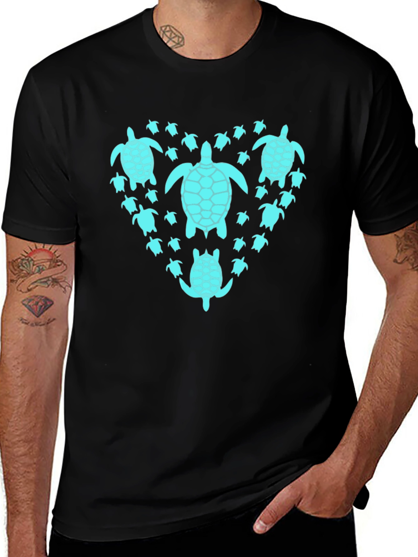 Turtle Heart T-Shirt - Black Graphic Tee