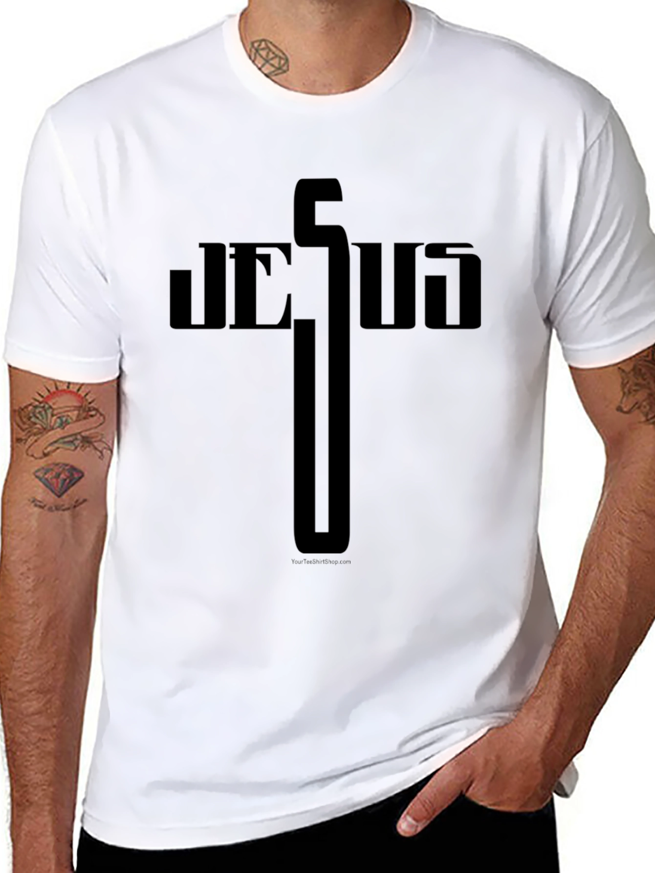 Jesus Cross Graphic Tee - Solid Black Christian T-Shirt