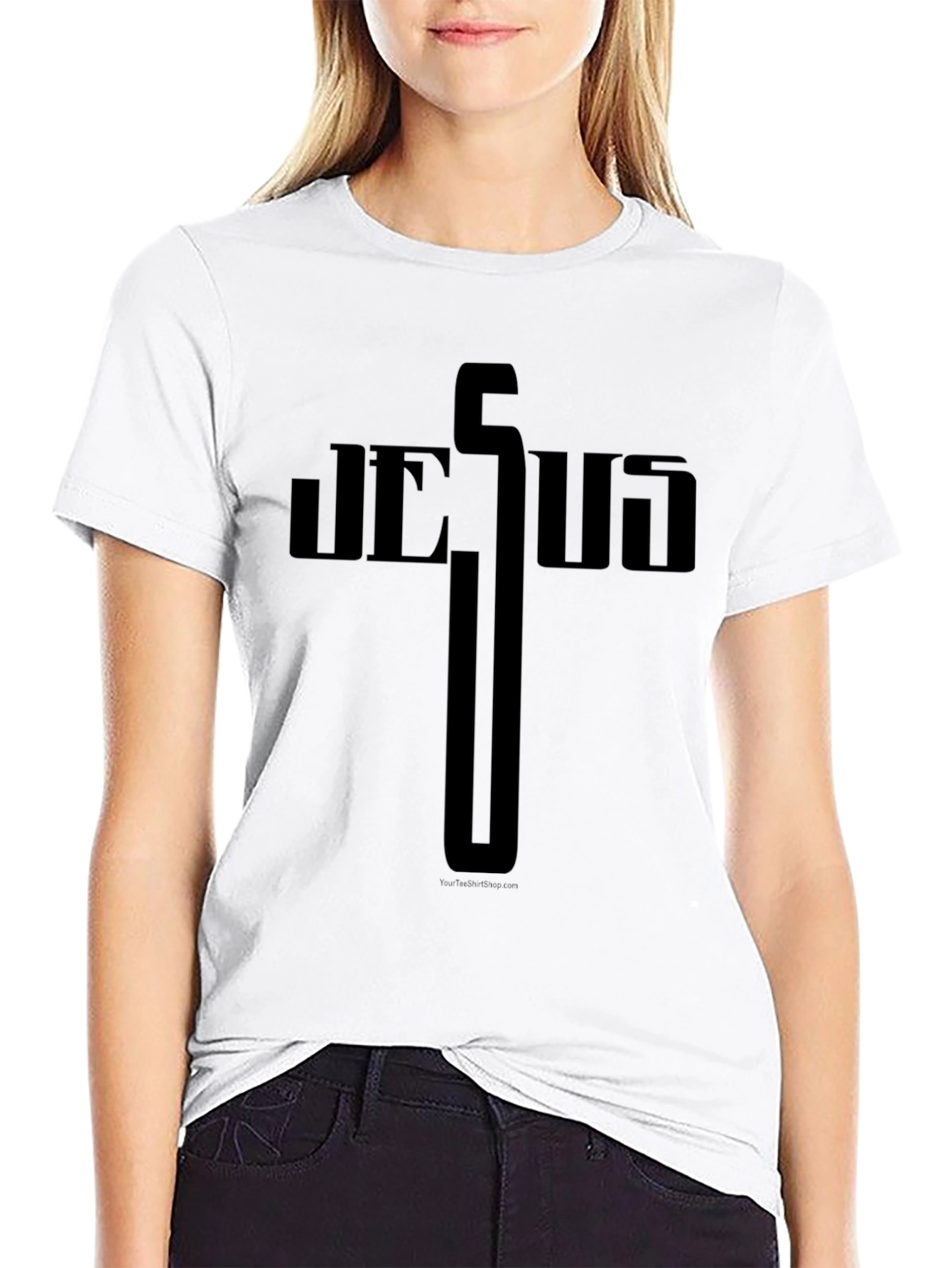 Jesus Cross Graphic Tee - Solid Black Christian T-Shirt