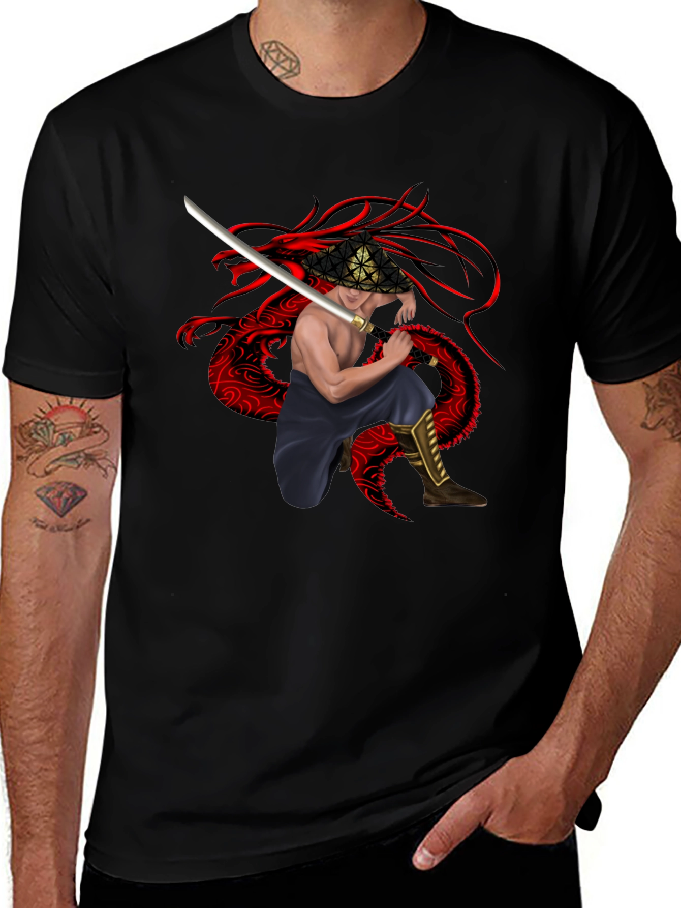 Dragon Warrior Graphic Tee - Black