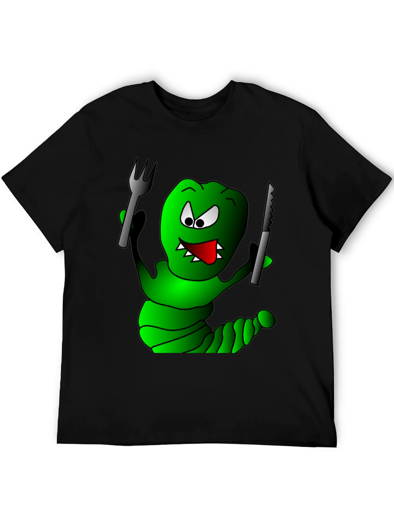 Monster Cartoon T-Shirt - Fork & Knife Design