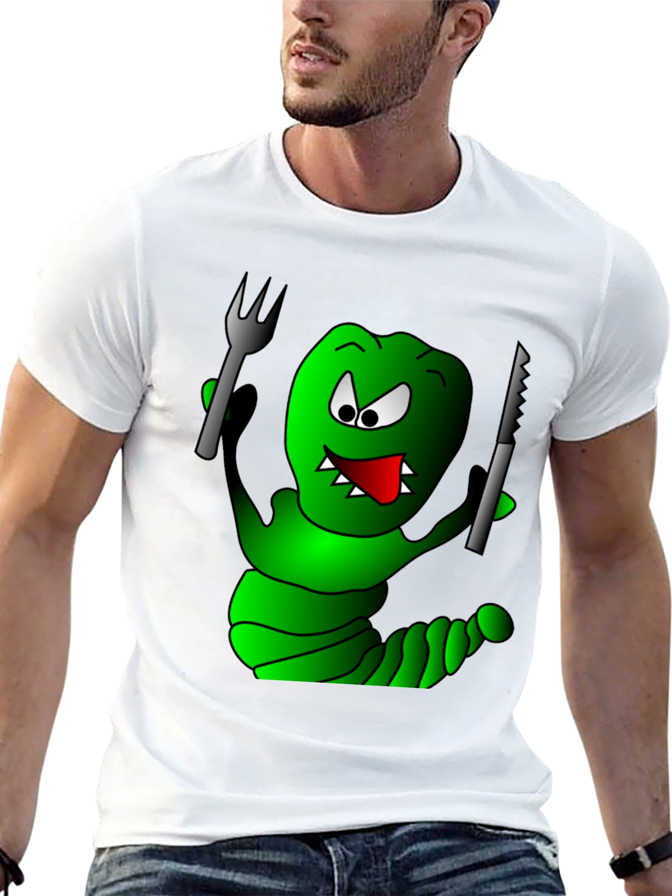 Monster Cartoon T-Shirt - Fork & Knife Design