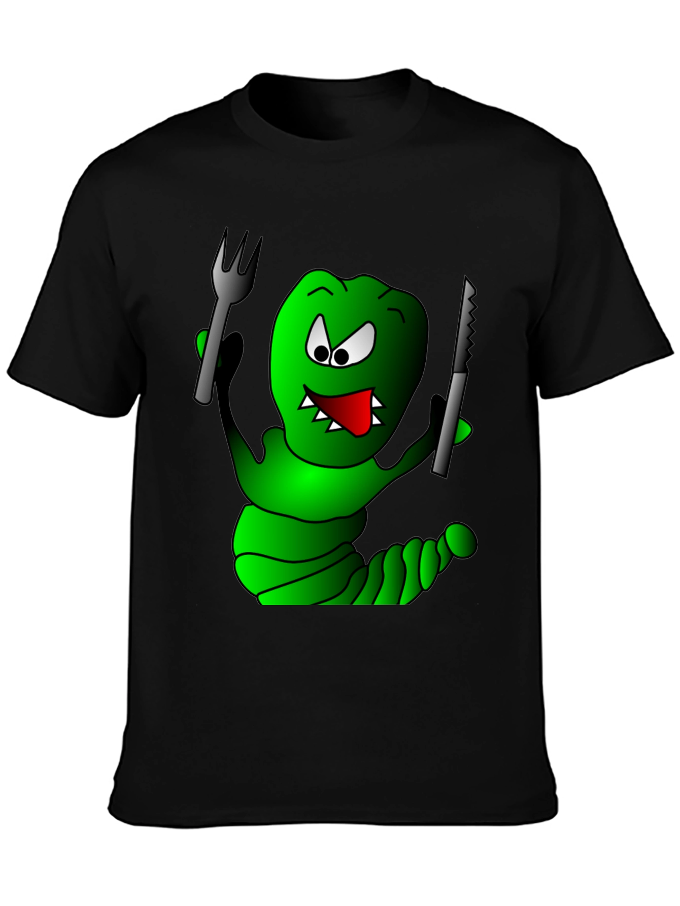 Monster Cartoon T-Shirt - Fork & Knife Design