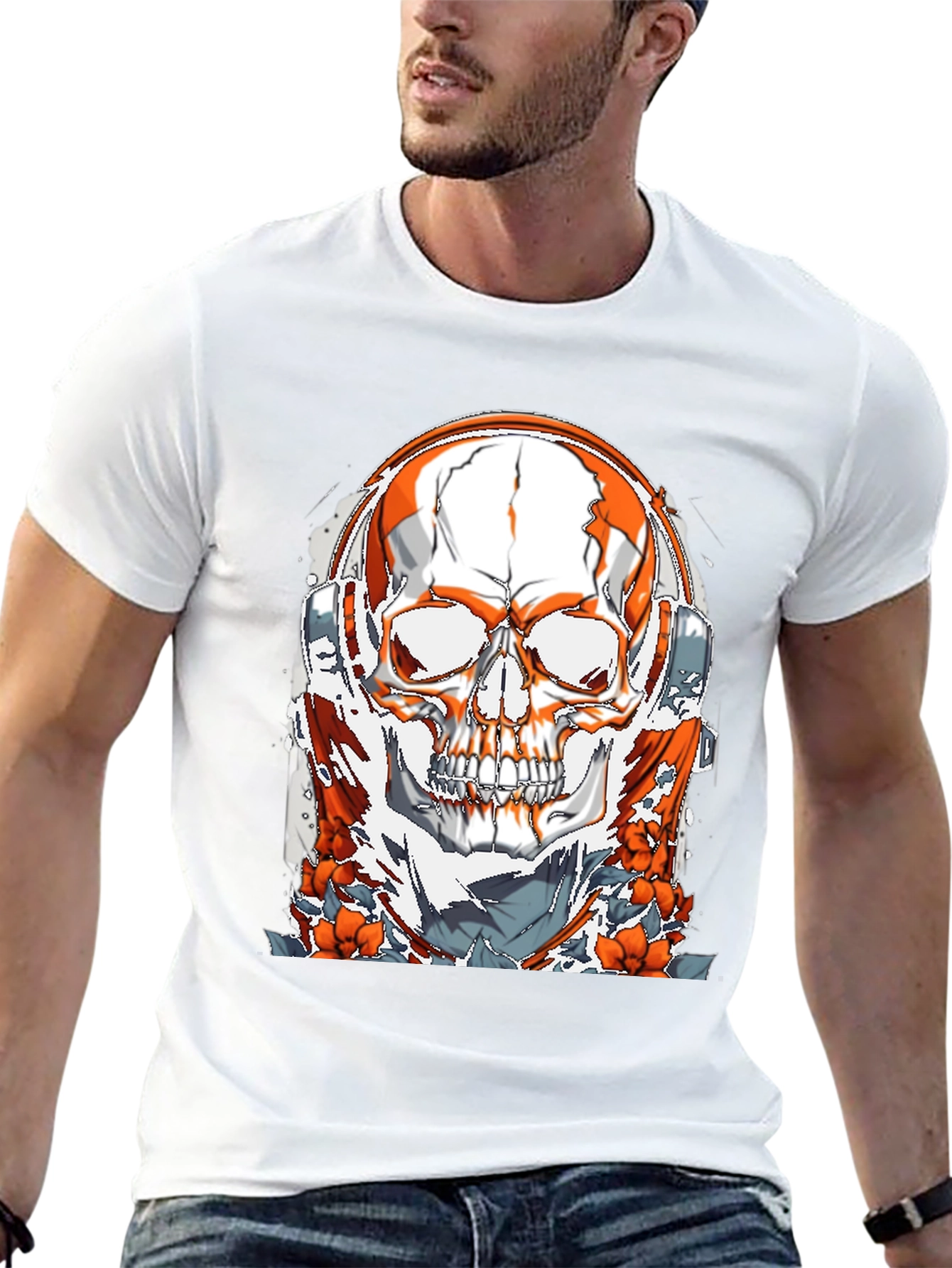 Skull & Headphones Graphic Tee - Unique Design