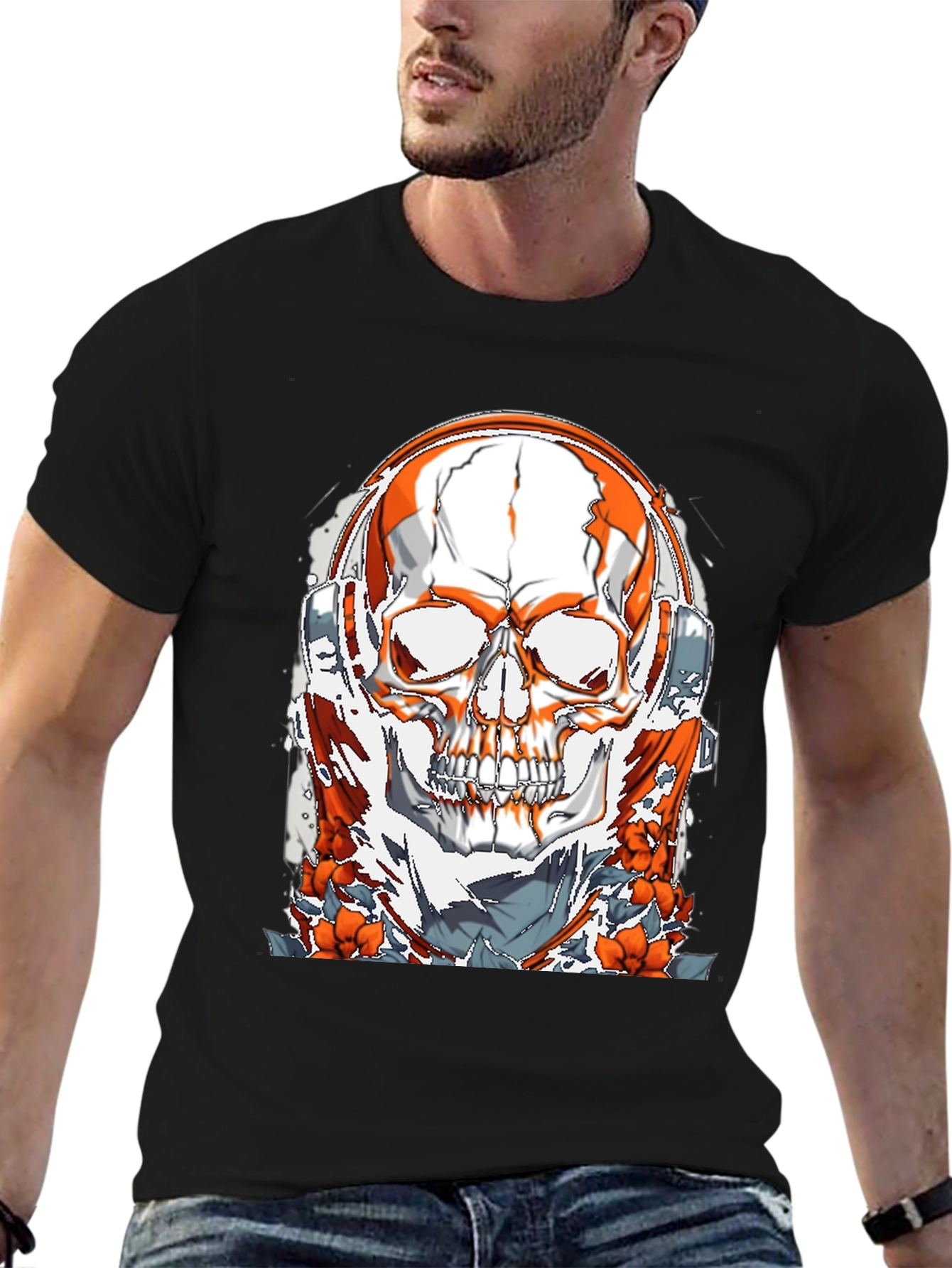 Skull & Headphones Graphic Tee - Unique Design