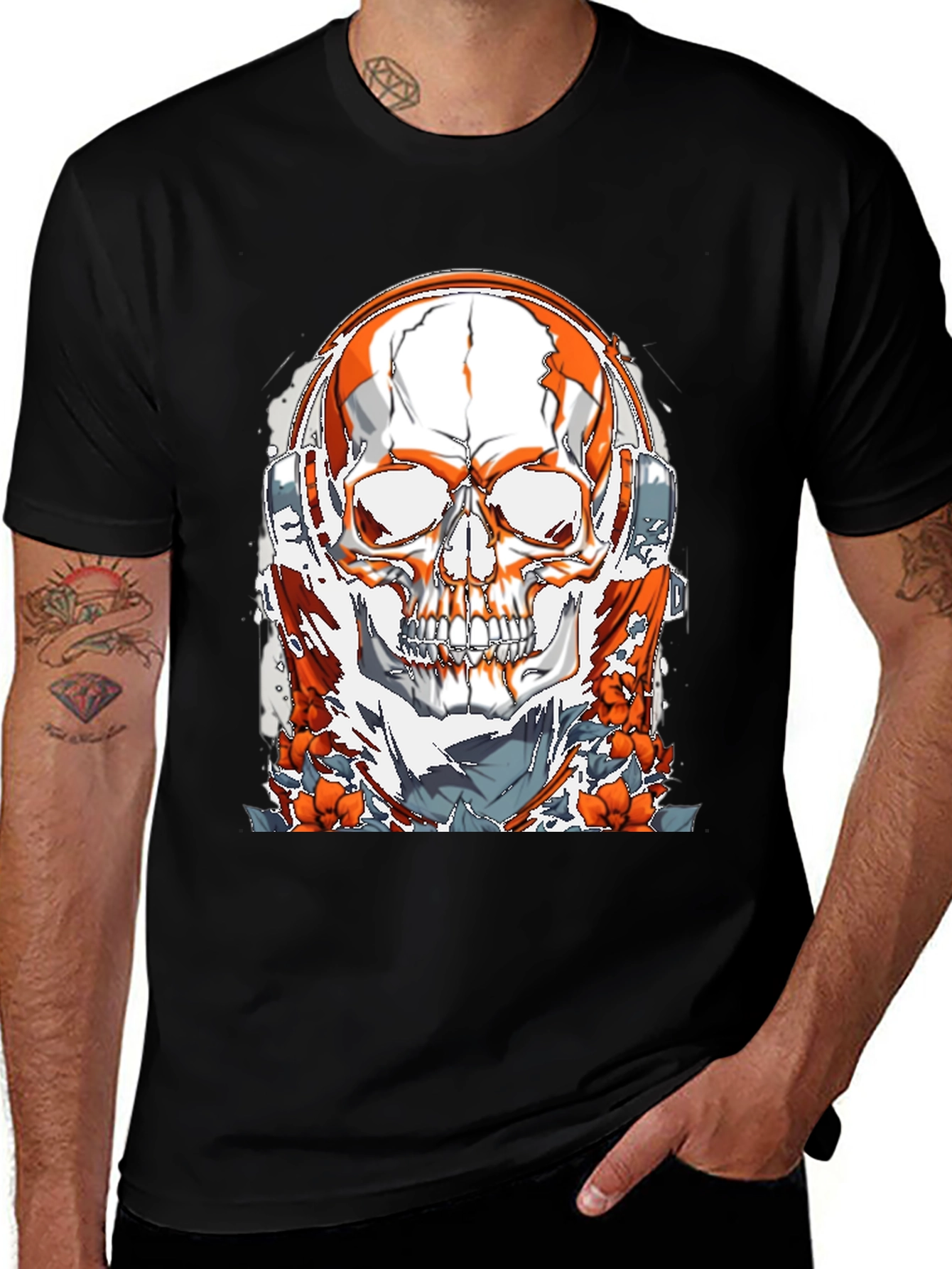 Skull & Headphones Graphic Tee - Unique Design