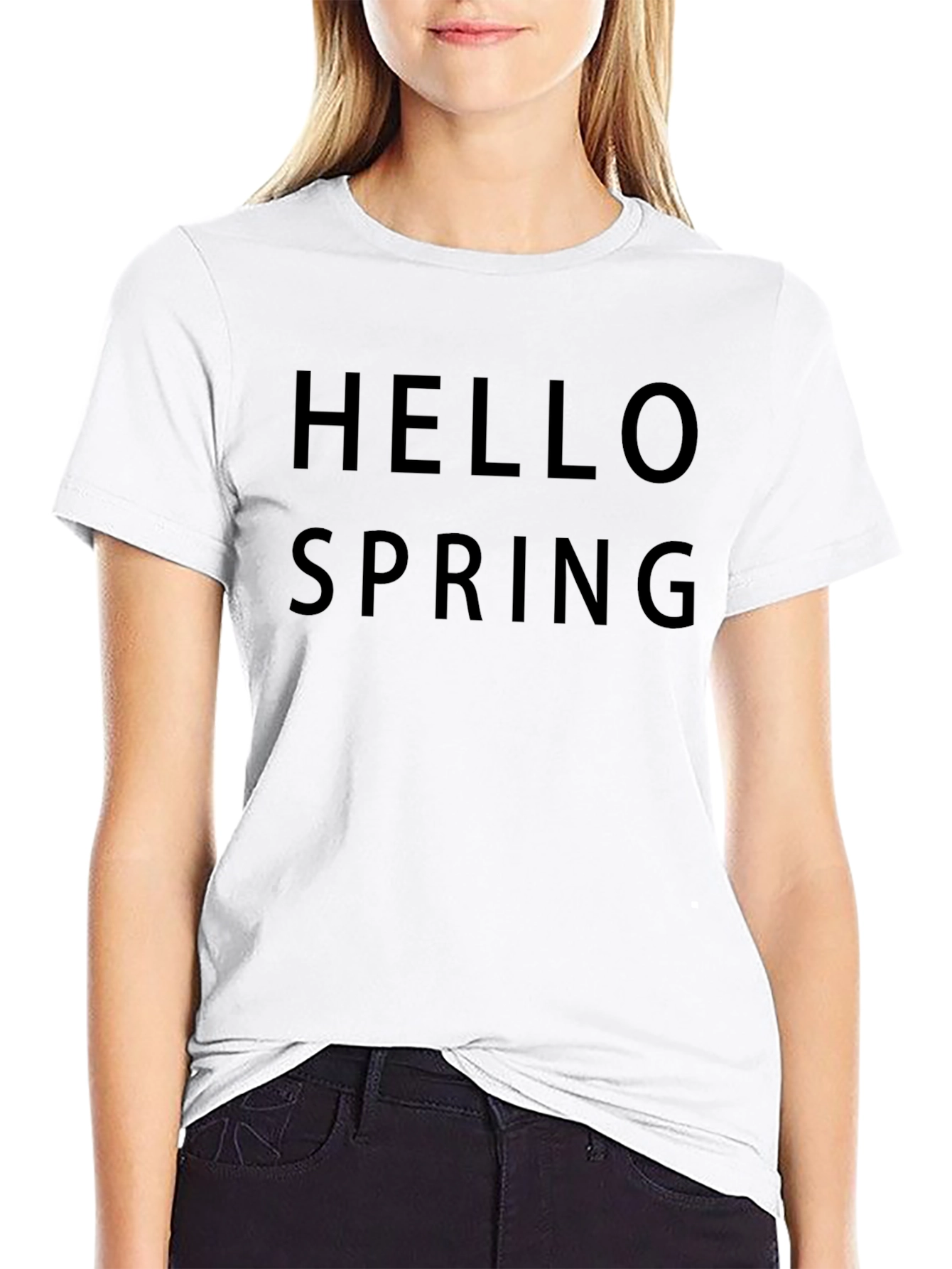 Hello Spring Black Graphic Tee