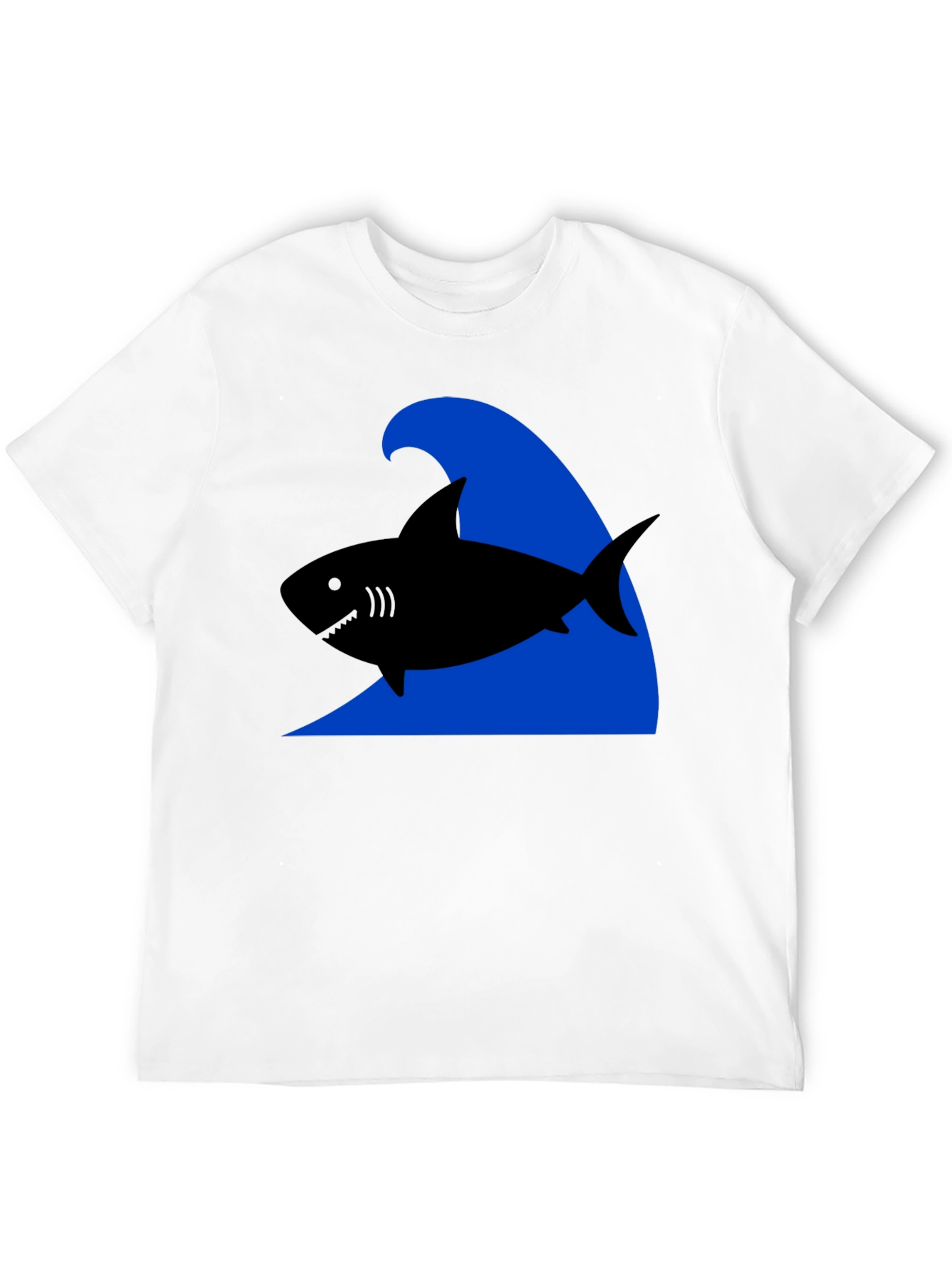 Shark Wave Graphic Tee - Black Cotton T-Shirt