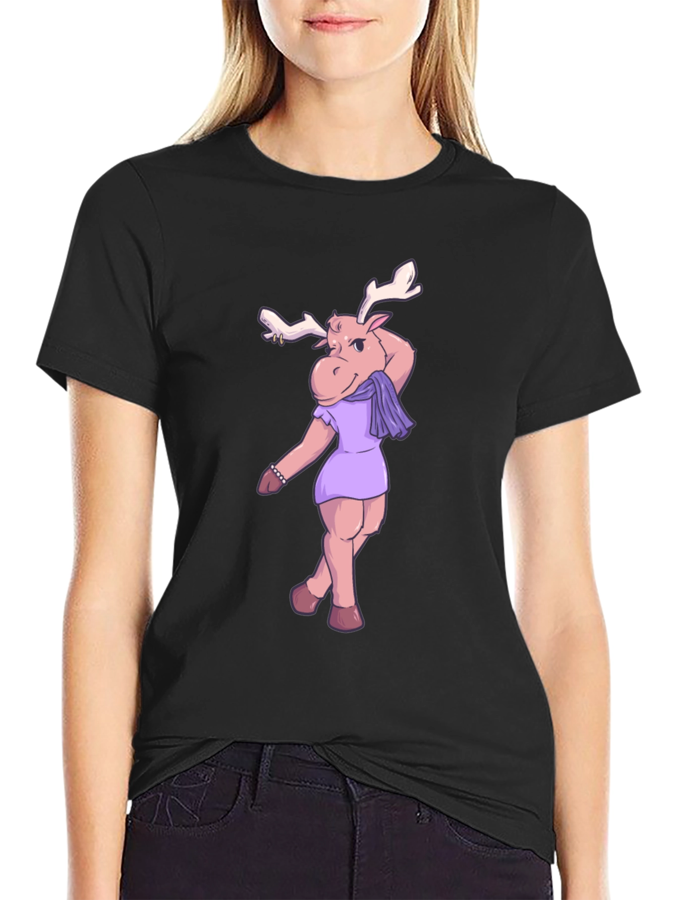Moose in Dress Graphic T-Shirt
