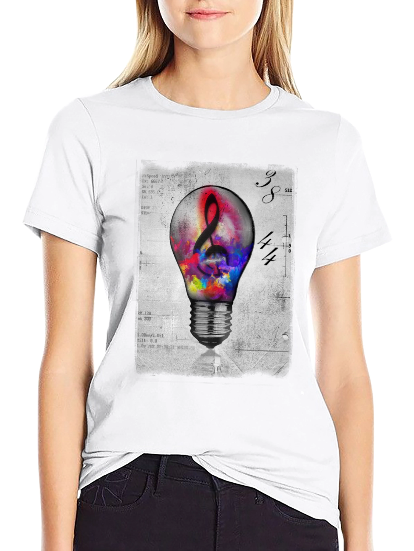Musical Idea Light Bulb Graphic T-Shirt