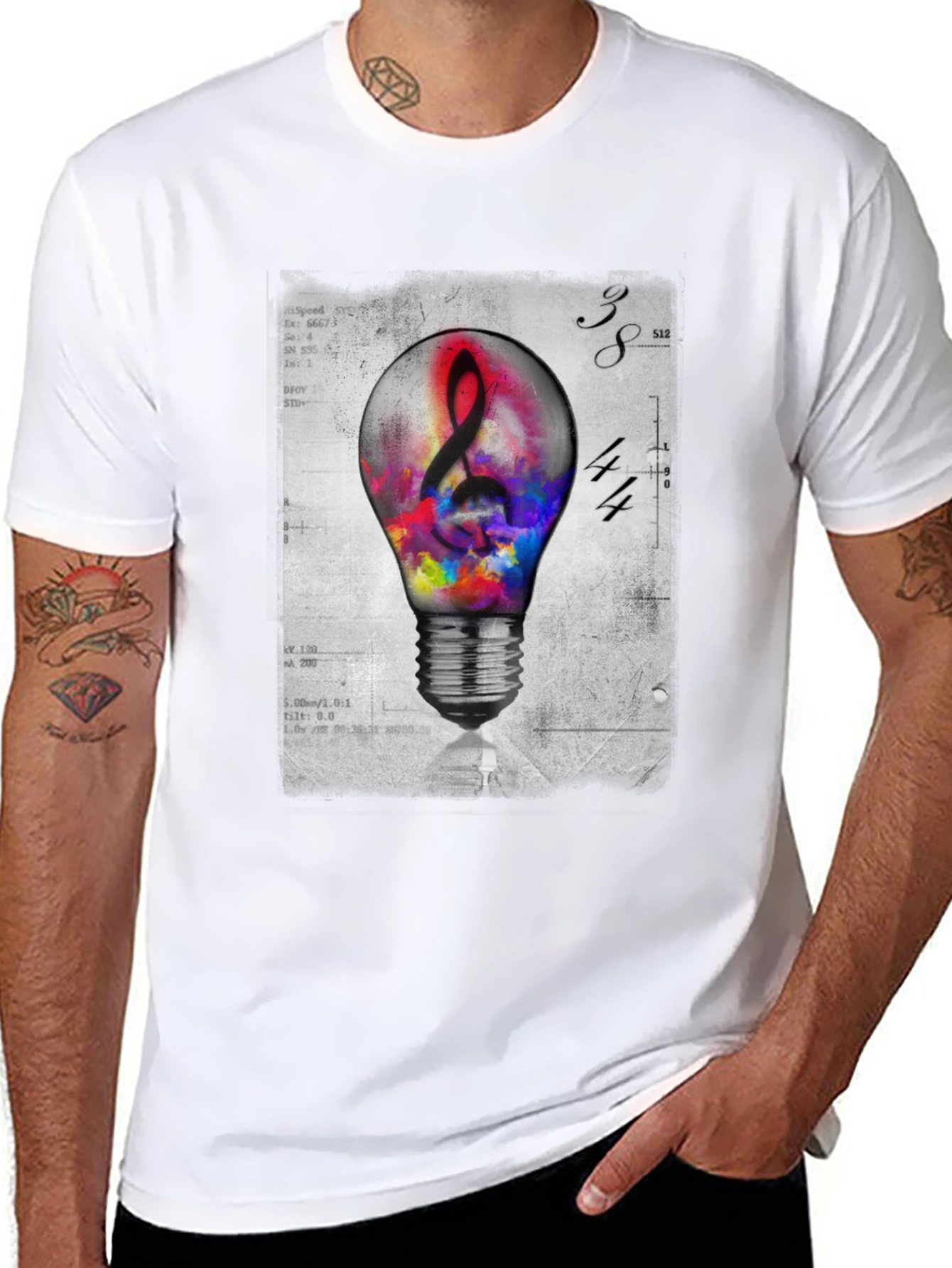 Musical Idea Light Bulb Graphic T-Shirt
