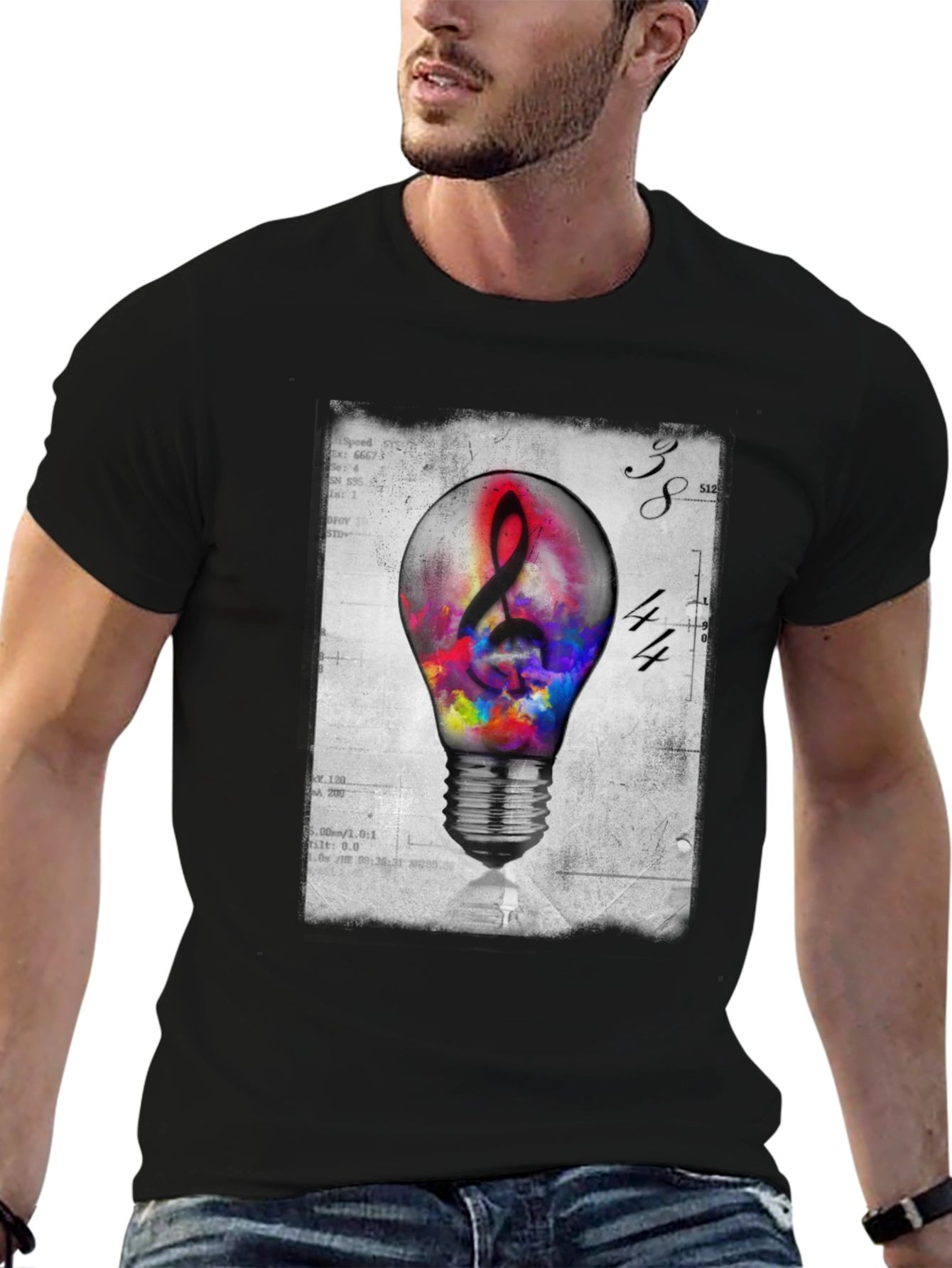 Musical Idea Light Bulb Graphic T-Shirt