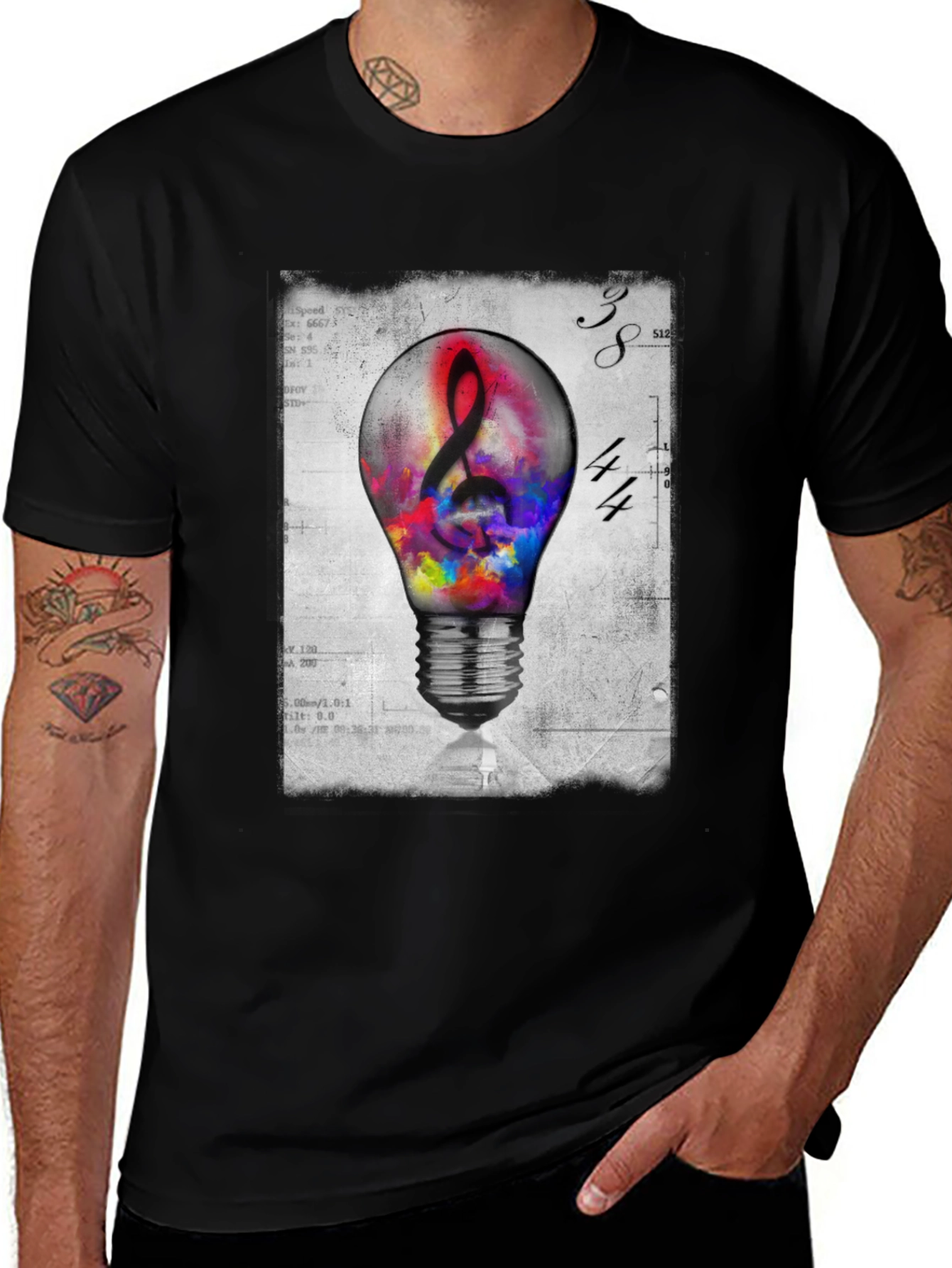 Musical Idea Light Bulb Graphic T-Shirt
