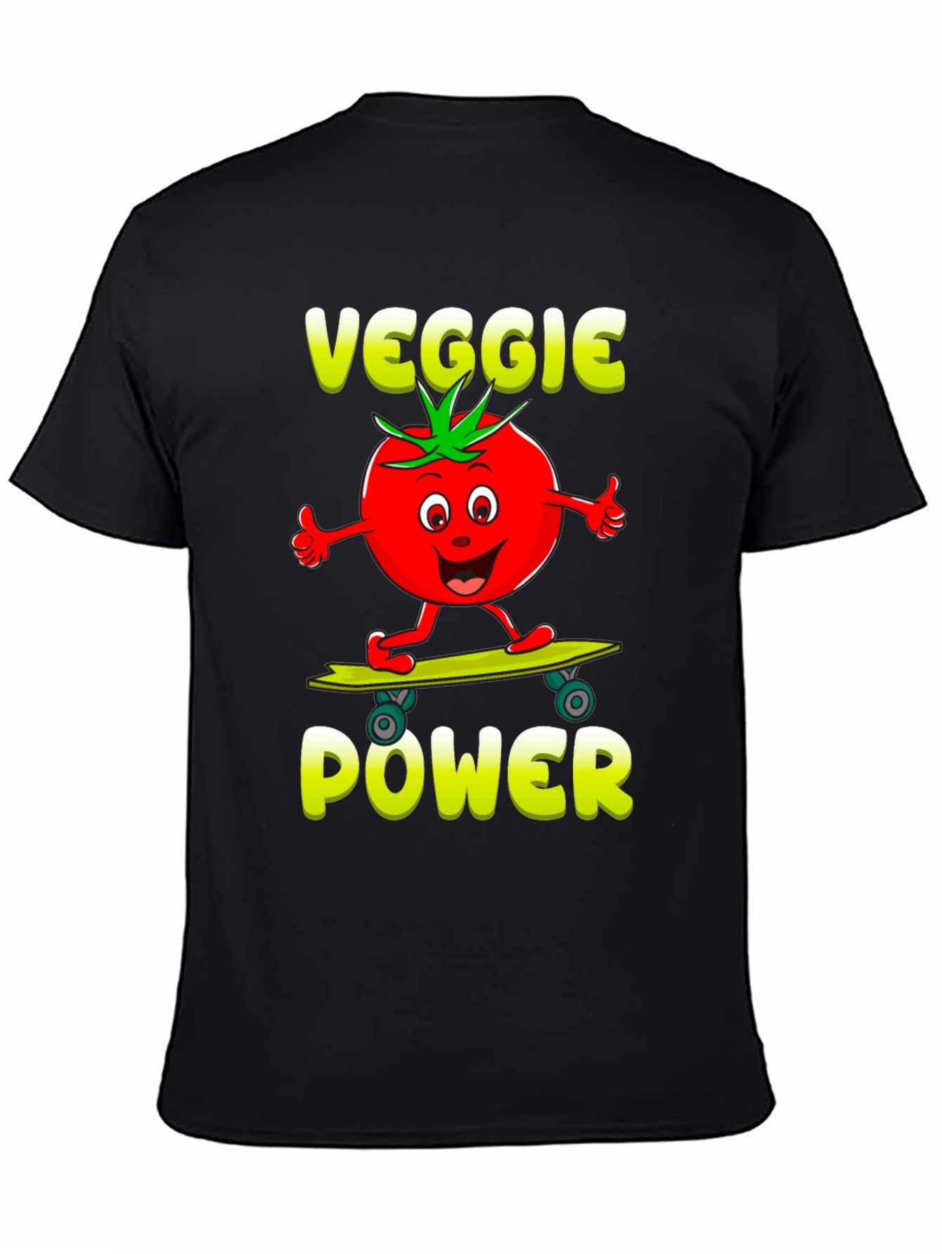 Veggie Power T-Shirt - Cartoon Tomato Skateboard Tee