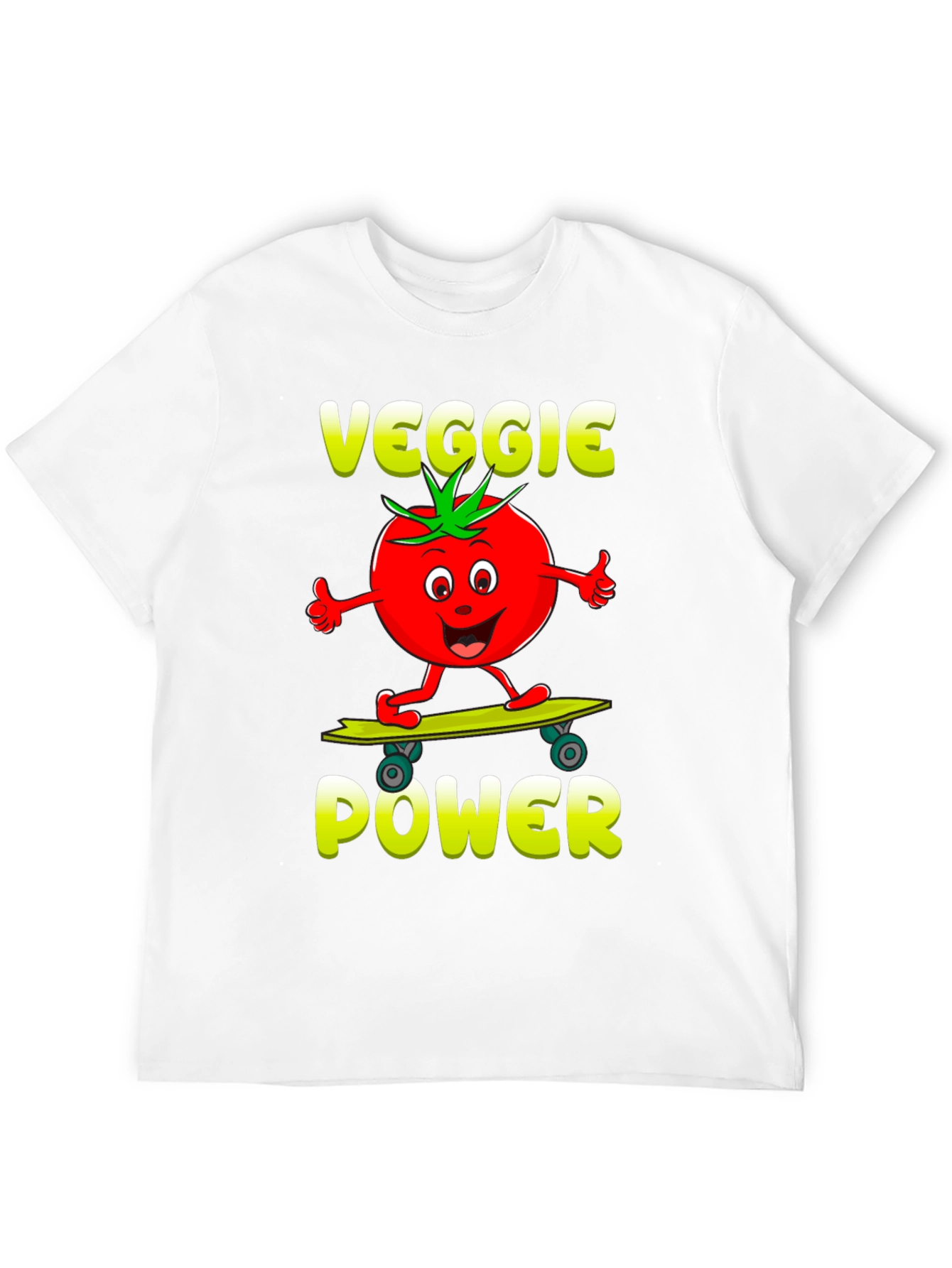Veggie Power T-Shirt - Cartoon Tomato Skateboard Tee