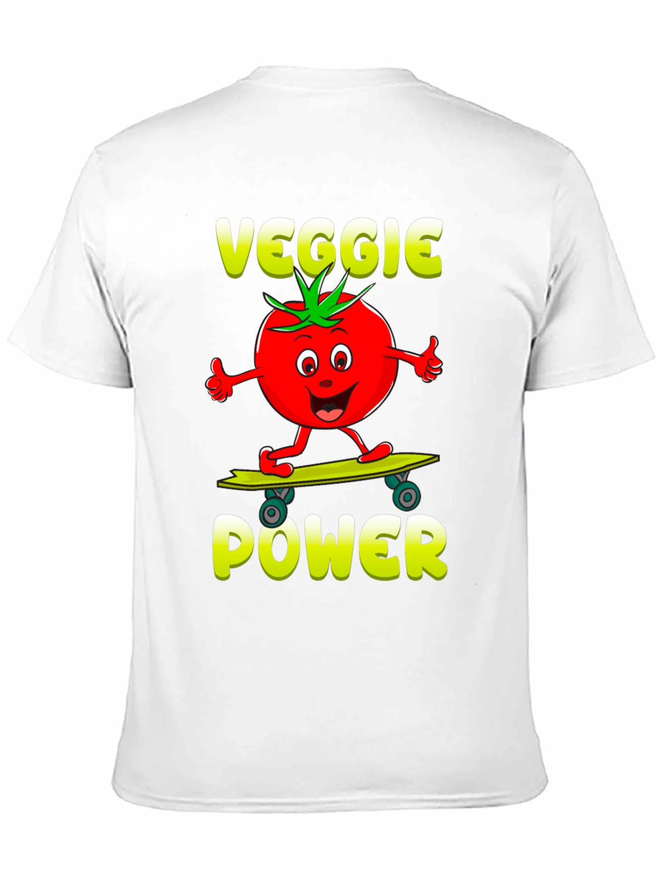 Veggie Power T-Shirt - Cartoon Tomato Skateboard Tee