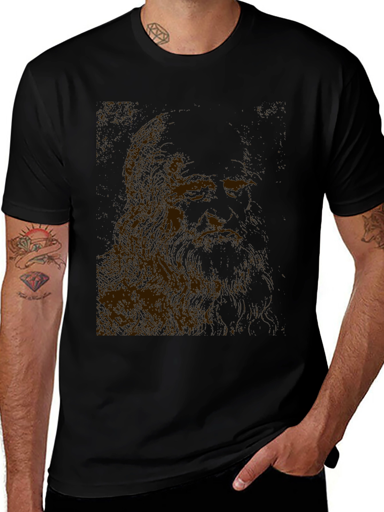Leonardo Da Vinci Sketch Black T-Shirt