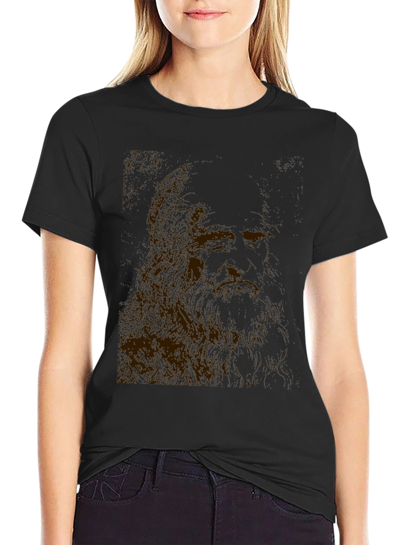 Leonardo Da Vinci Sketch Black T-Shirt