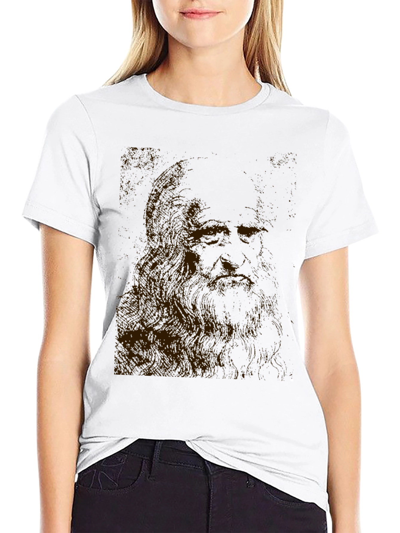 Leonardo Da Vinci Sketch Black T-Shirt