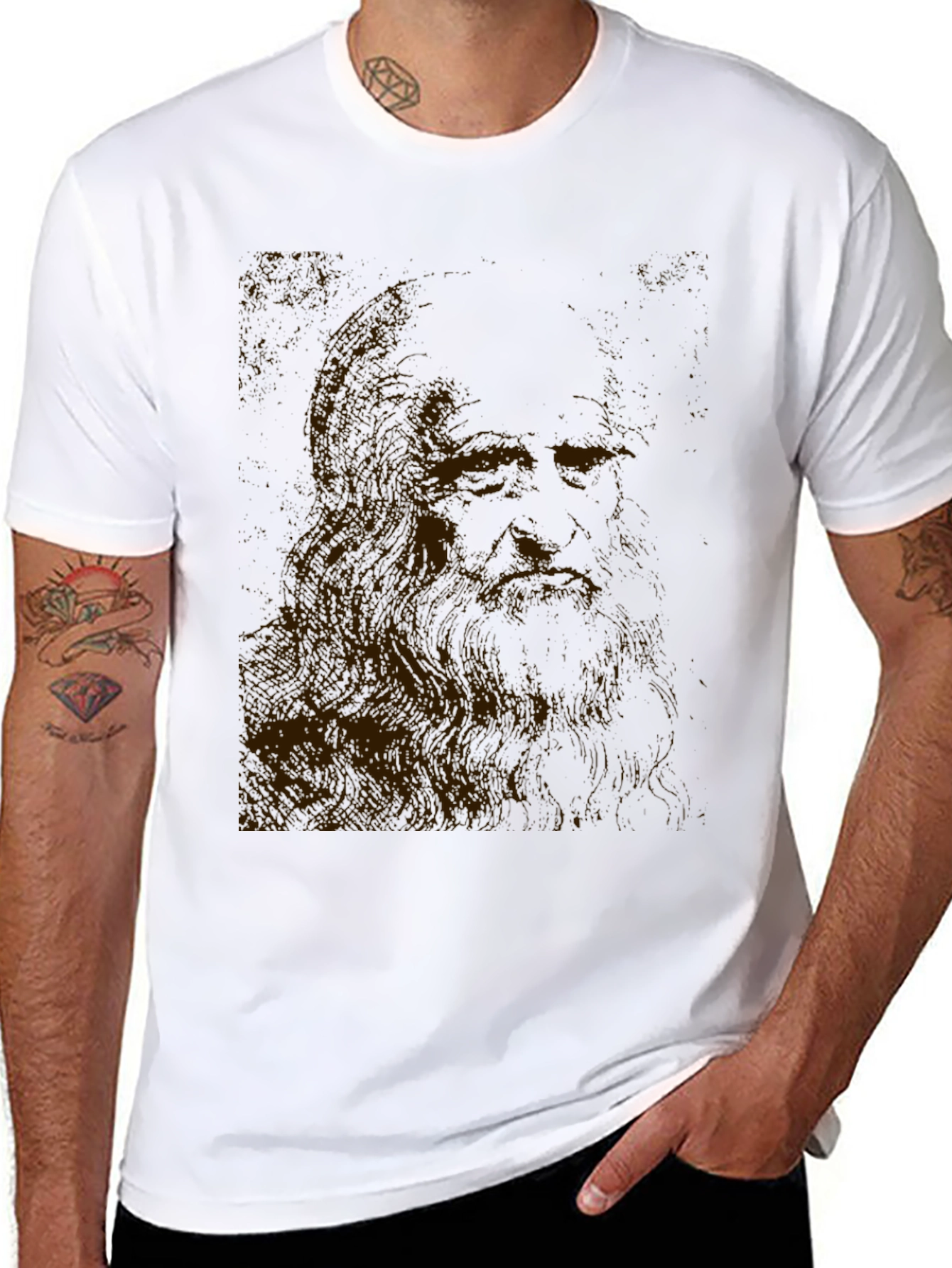 Leonardo Da Vinci Sketch Black T-Shirt