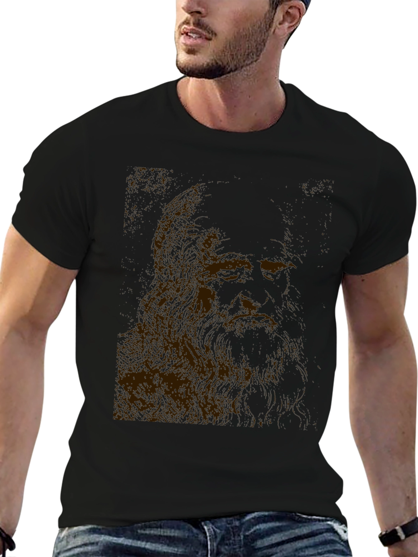 Leonardo Da Vinci Sketch Black T-Shirt