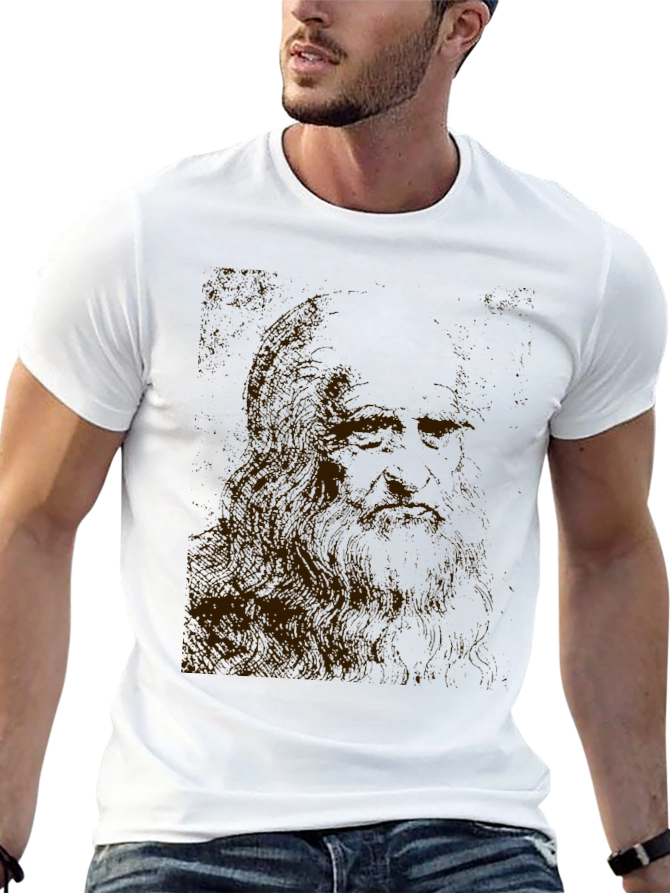 Leonardo Da Vinci Sketch Black T-Shirt