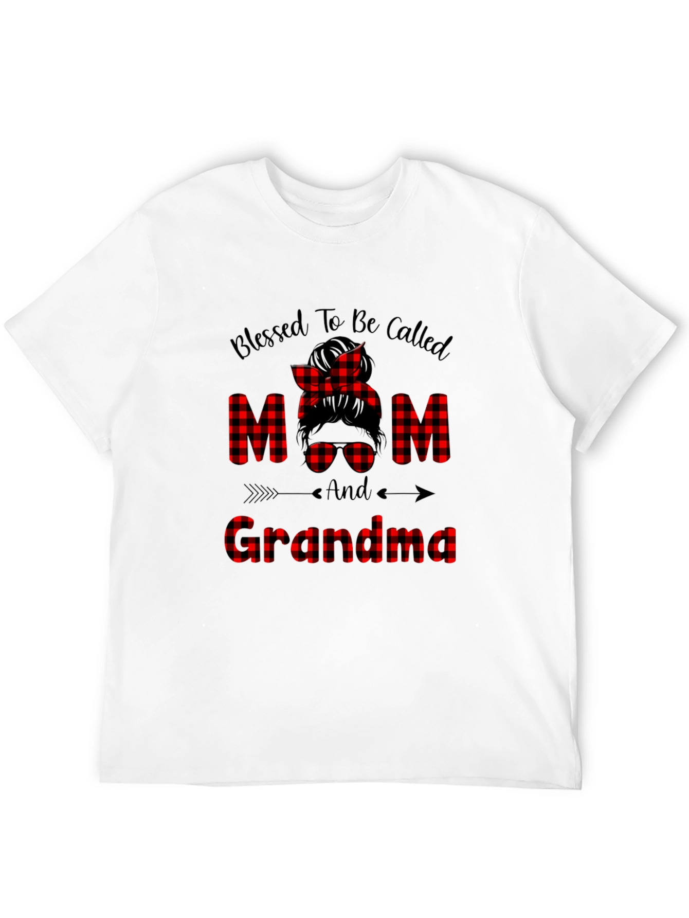 Blessed Mom & Grandma Plaid Graphic Tee