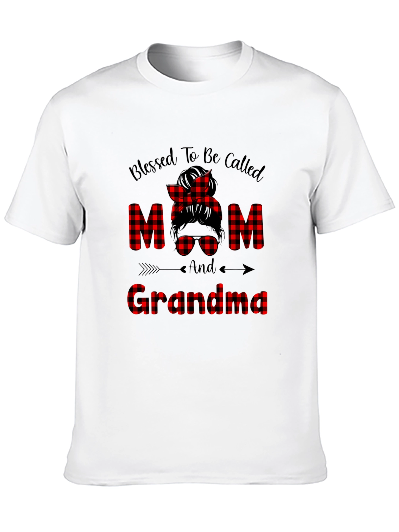 Blessed Mom & Grandma Plaid Graphic Tee