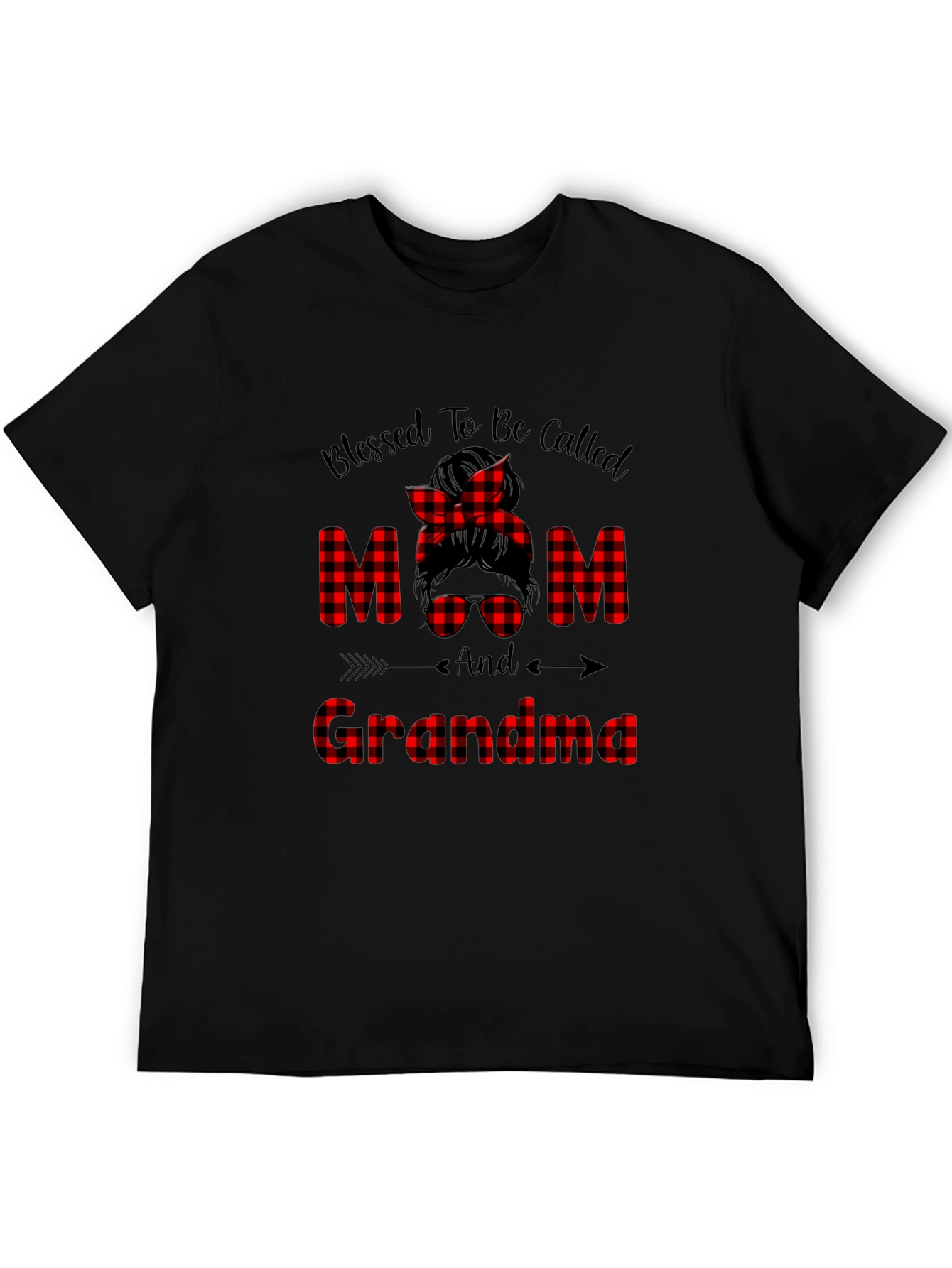 Blessed Mom & Grandma Plaid Graphic Tee