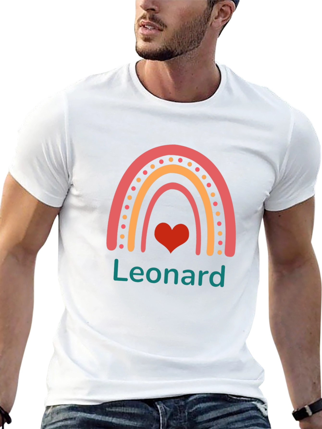 Leonard Rainbow Heart Graphic Tee - Cute & Stylish