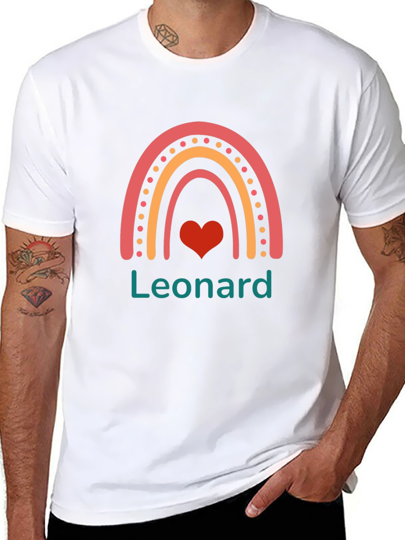 Leonard Rainbow Heart Graphic Tee - Cute & Stylish