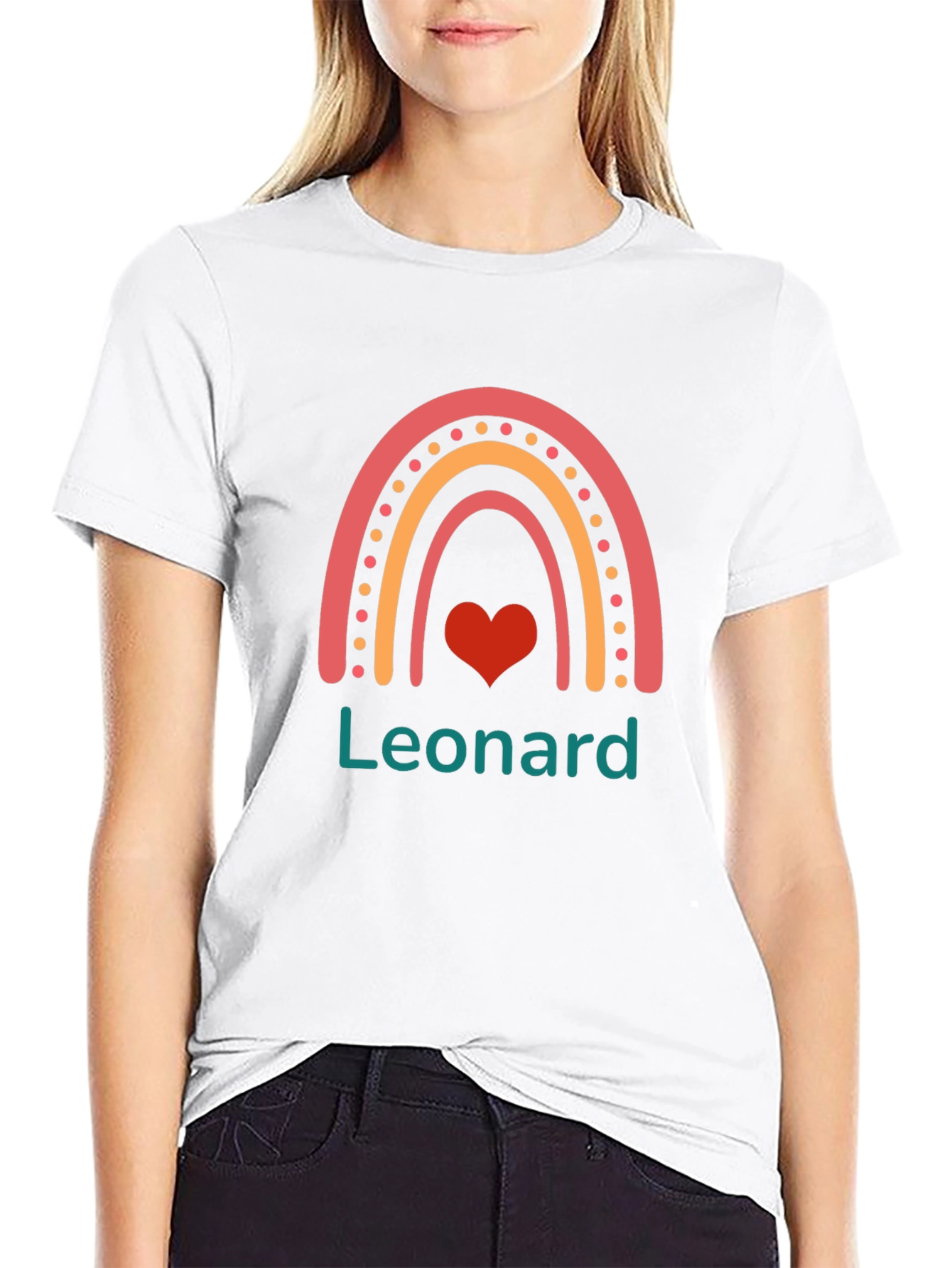 Leonard Rainbow Heart Graphic Tee - Cute & Stylish
