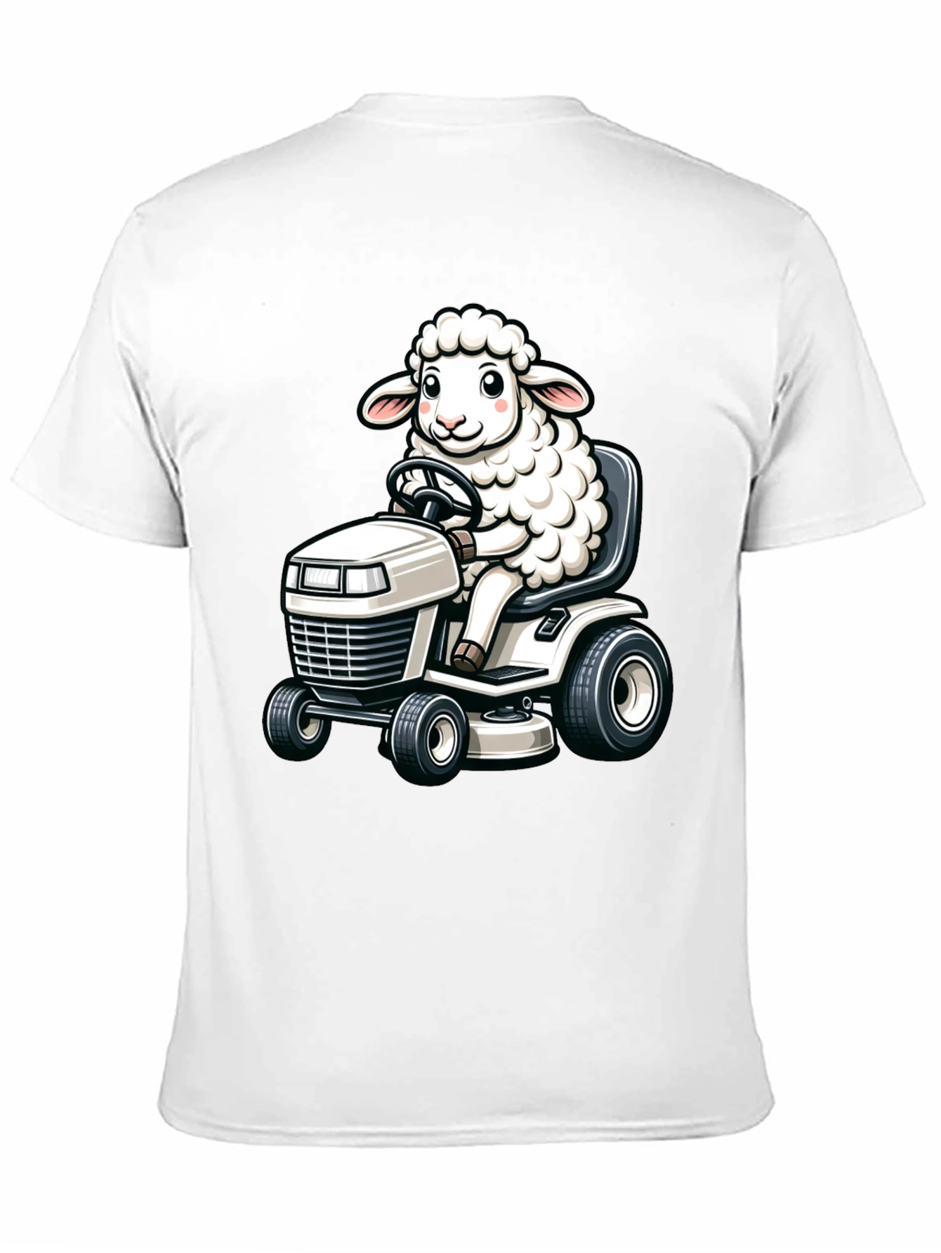Sheep on Lawn Mower T-Shirt - Black