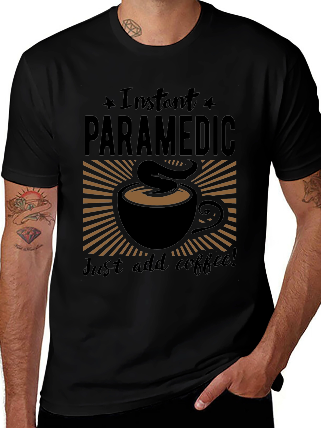 Instant Paramedic Add Coffee Graphic T-Shirt
