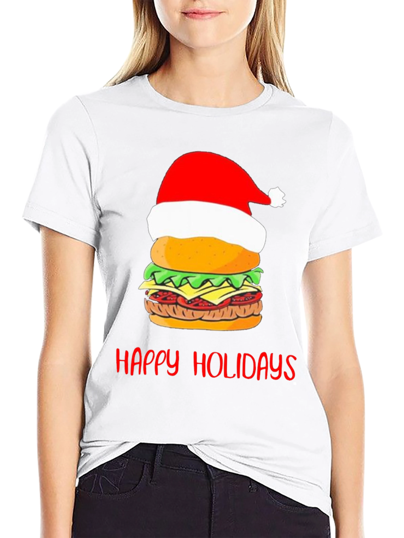 Happy Holidays Burger Christmas Graphic T-Shirt