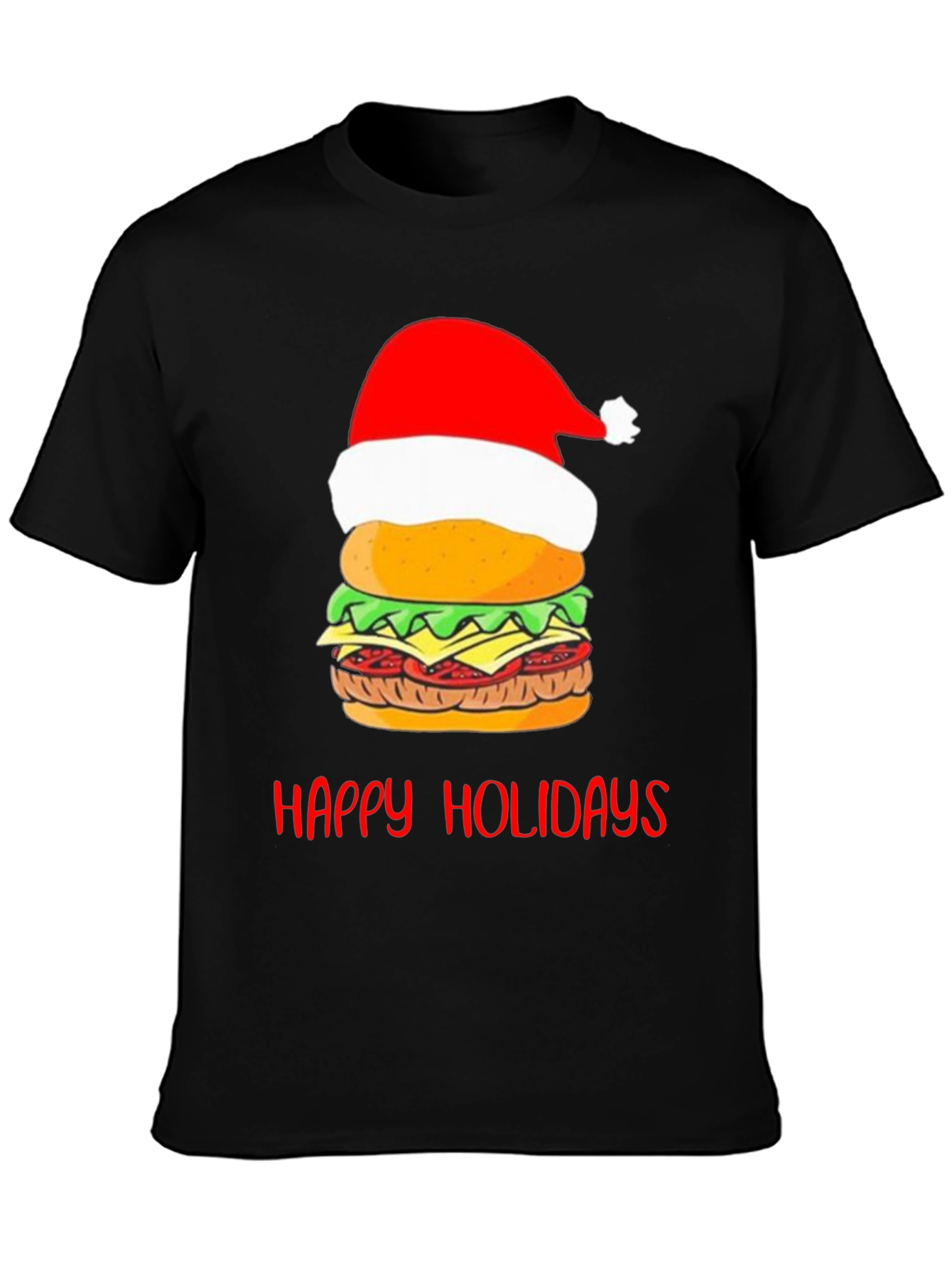 Happy Holidays Burger Christmas Graphic T-Shirt