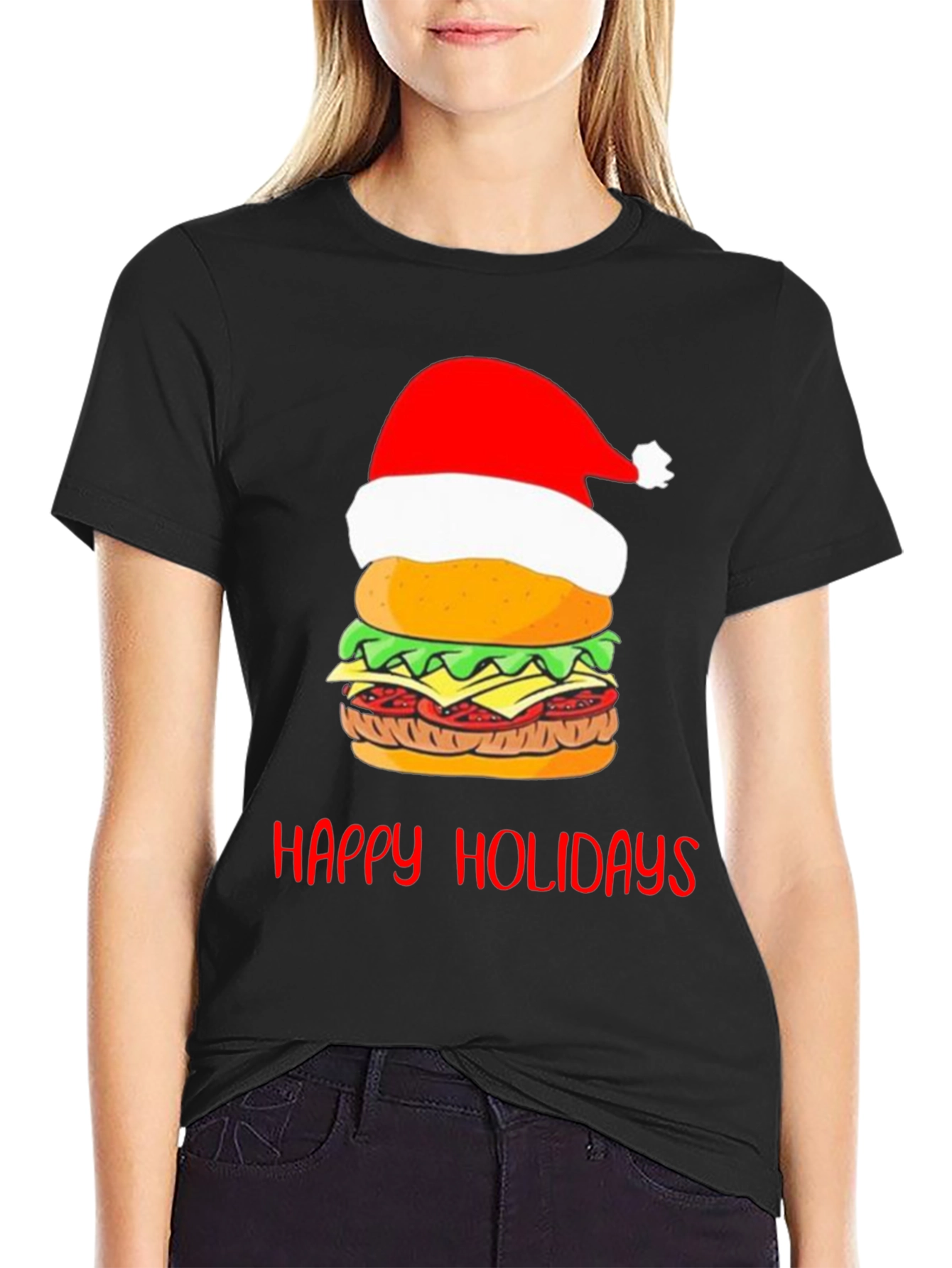 Happy Holidays Burger Christmas Graphic T-Shirt