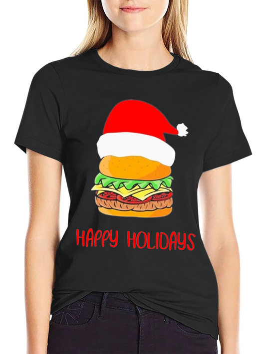 Happy Holidays Burger Christmas Graphic T-Shirt