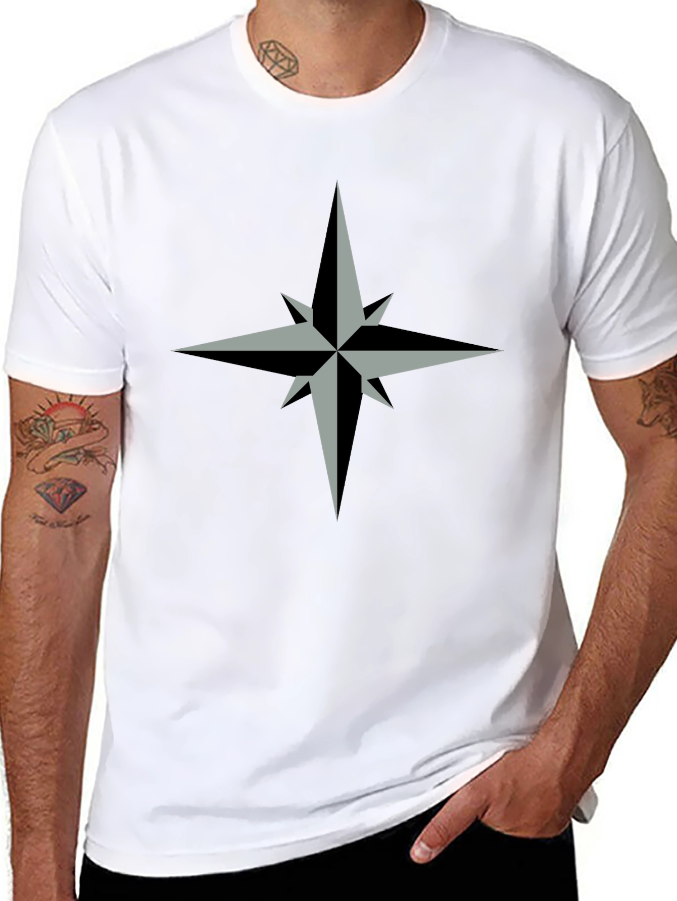 Compass Rose Graphic Tee - Stylish Black T-Shirt