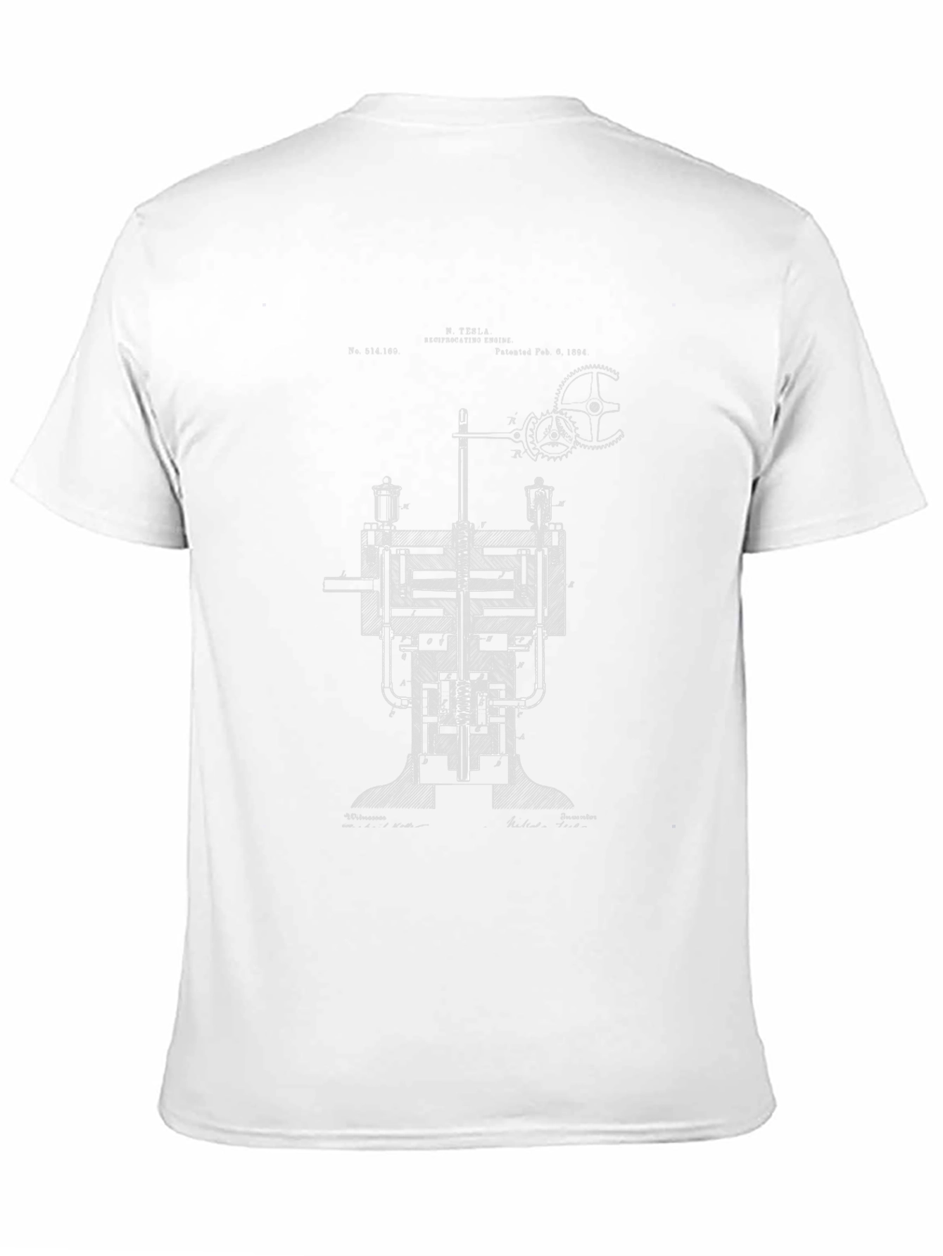 Tesla Engine Blueprint Graphic T-Shirt