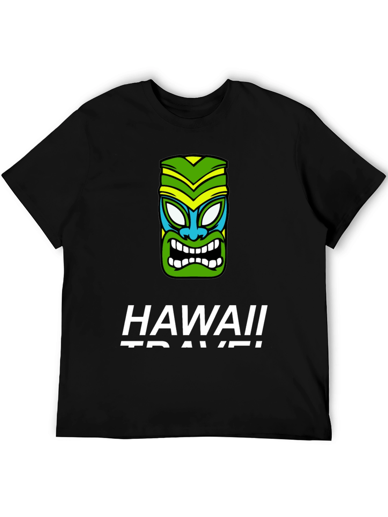 Hawaii Travel Tiki Face Black T-Shirt