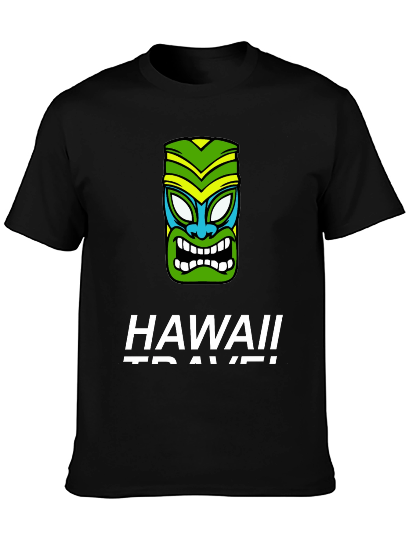 Hawaii Travel Tiki Face Black T-Shirt