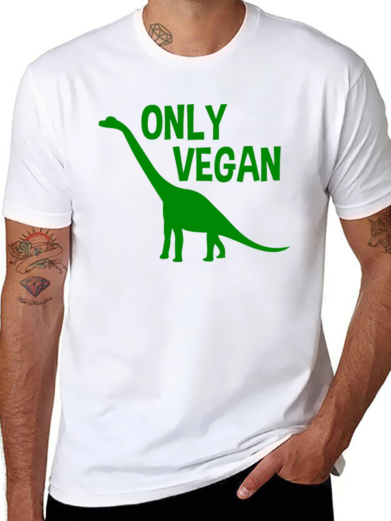 Vegan Dinosaur T-Shirt - Black Cotton Tee