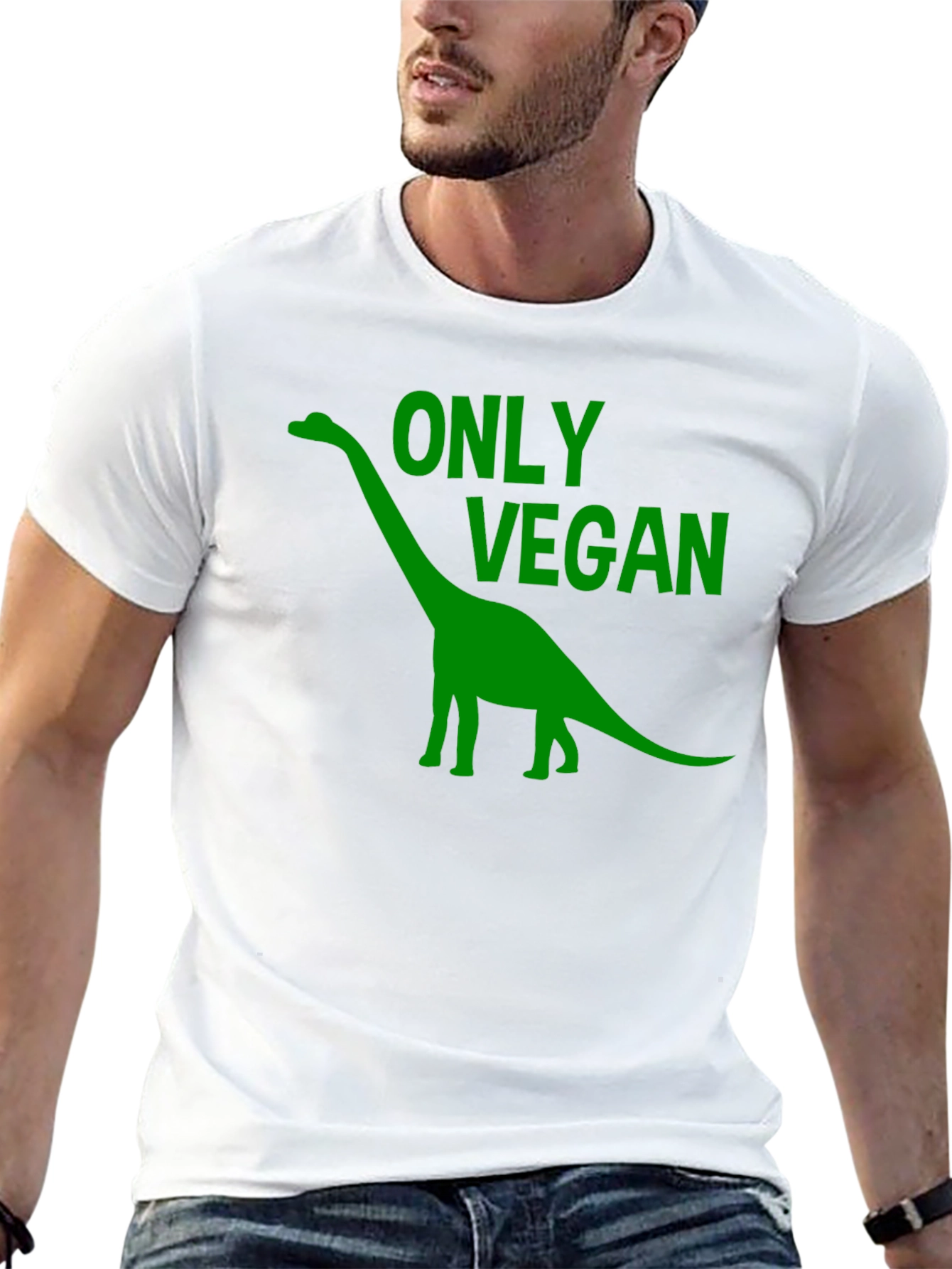 Vegan Dinosaur T-Shirt - Black Cotton Tee