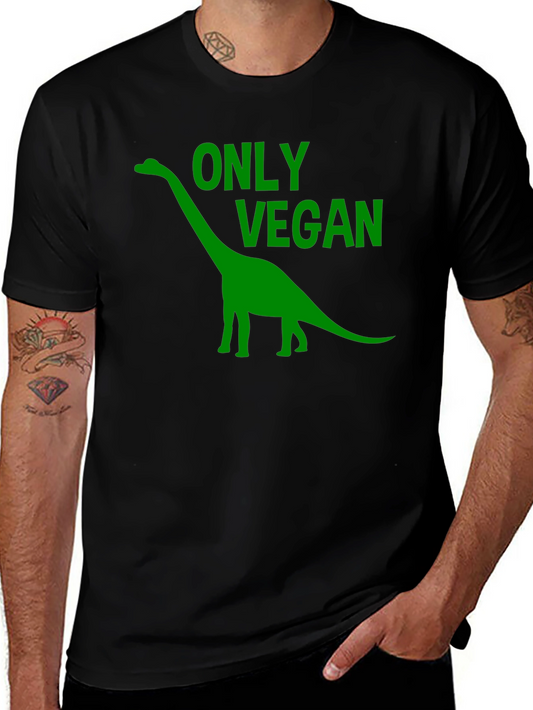 Vegan Dinosaur T-Shirt - Black Cotton Tee