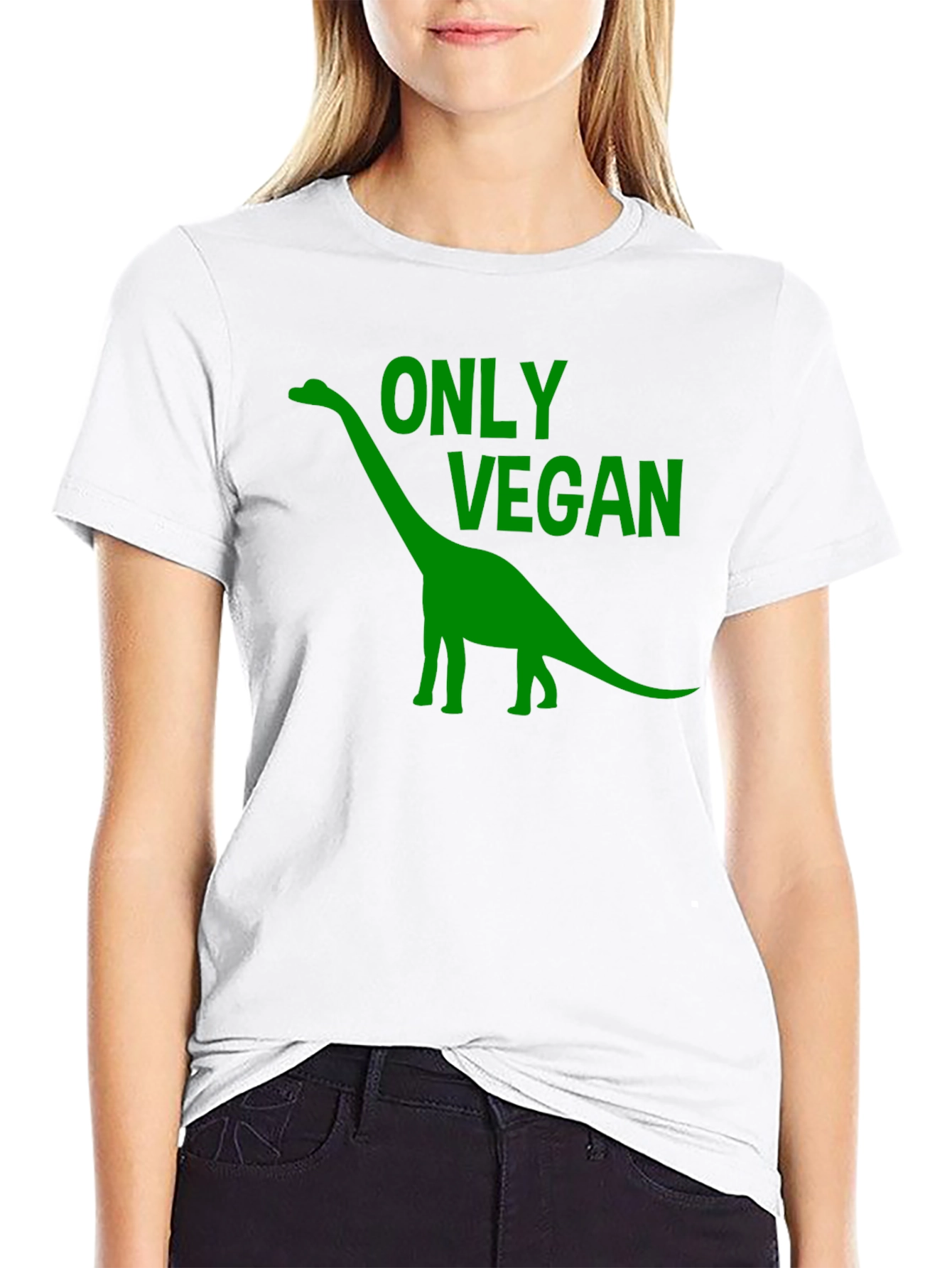 Vegan Dinosaur T-Shirt - Black Cotton Tee