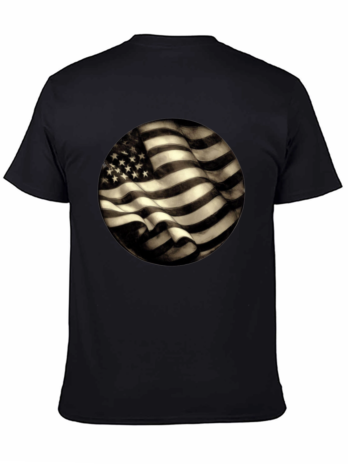 American Flag Graphic Mens Black T-Shirt